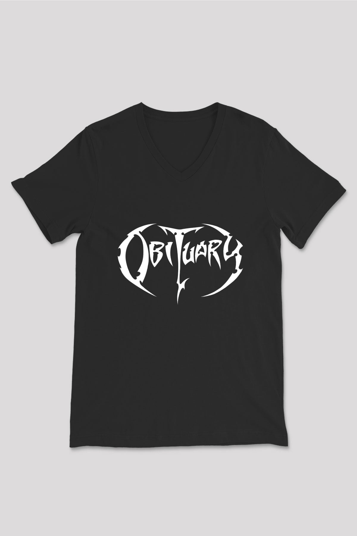 Obituary Siyah Unisex V Yaka Tişört T-Shirt