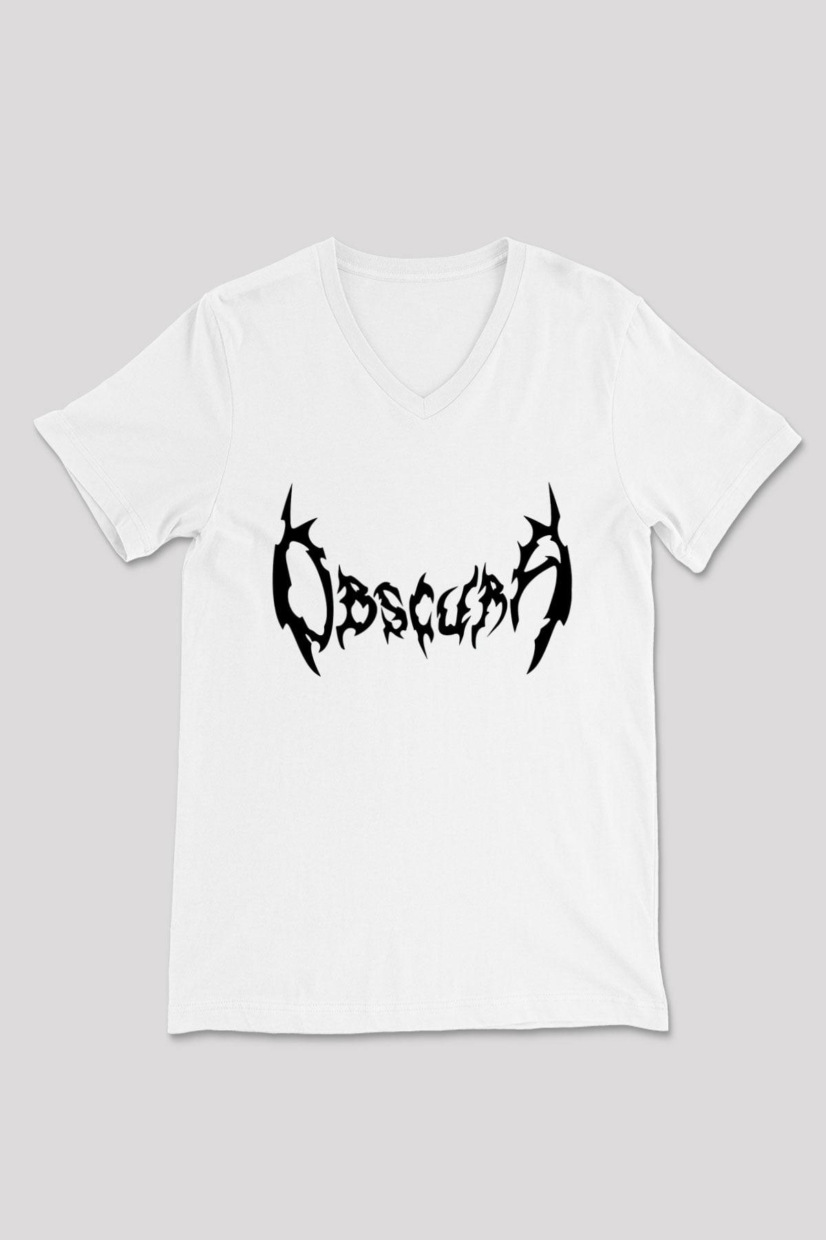 Obscura Beyaz Unisex V Yaka Tişört T-Shirt