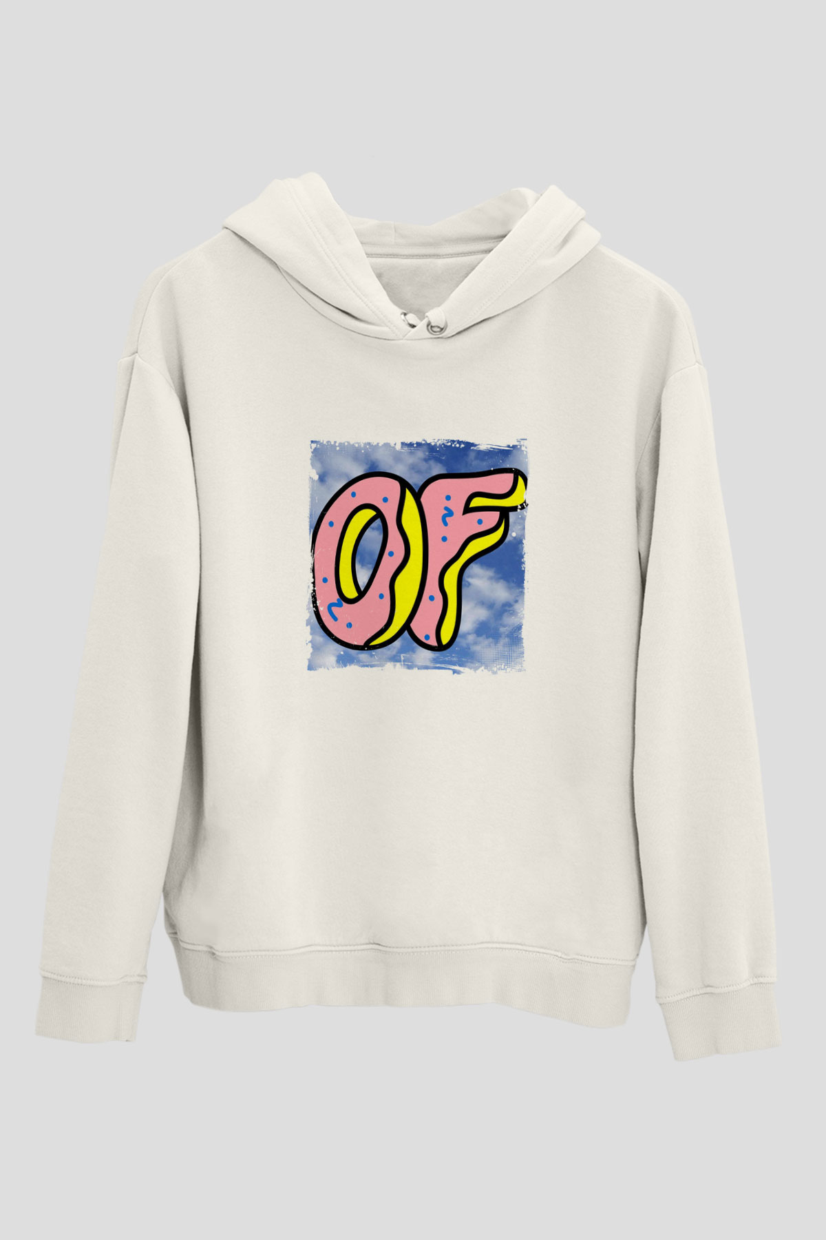 Odd Future Baskılı Unisex Beyaz Kapüşonlu Sweatshirt