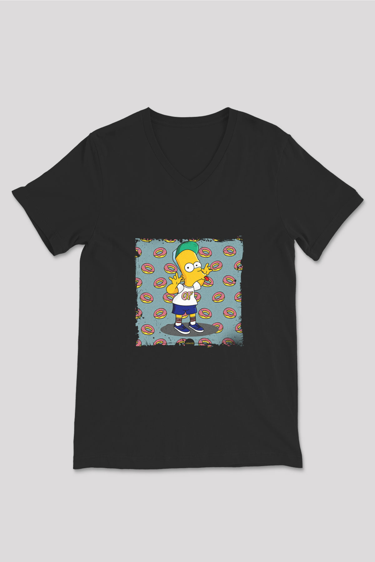 Odd Future Baskılı Unisex Siyah V Yaka Tişört
