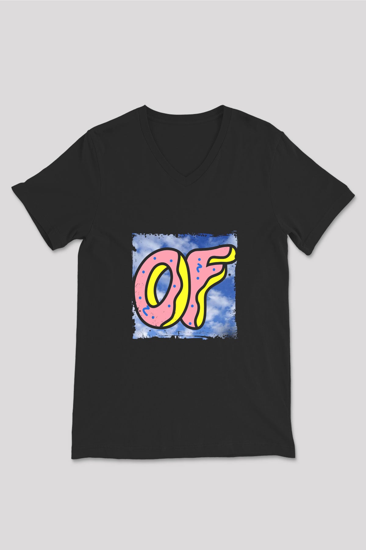 Odd Future Baskılı Unisex Siyah V Yaka Tişört