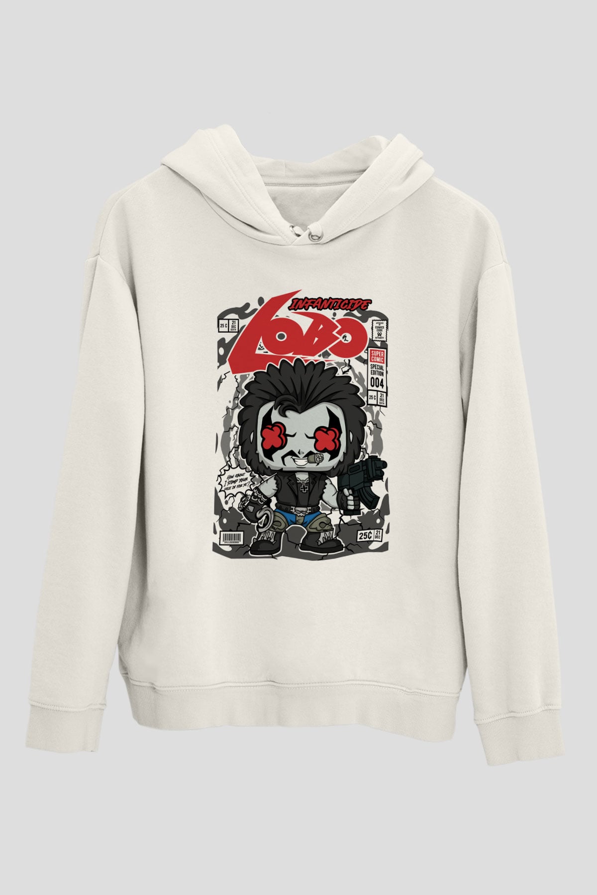 Ödül Avcısı Baskılı Unisex Beyaz Hoodie