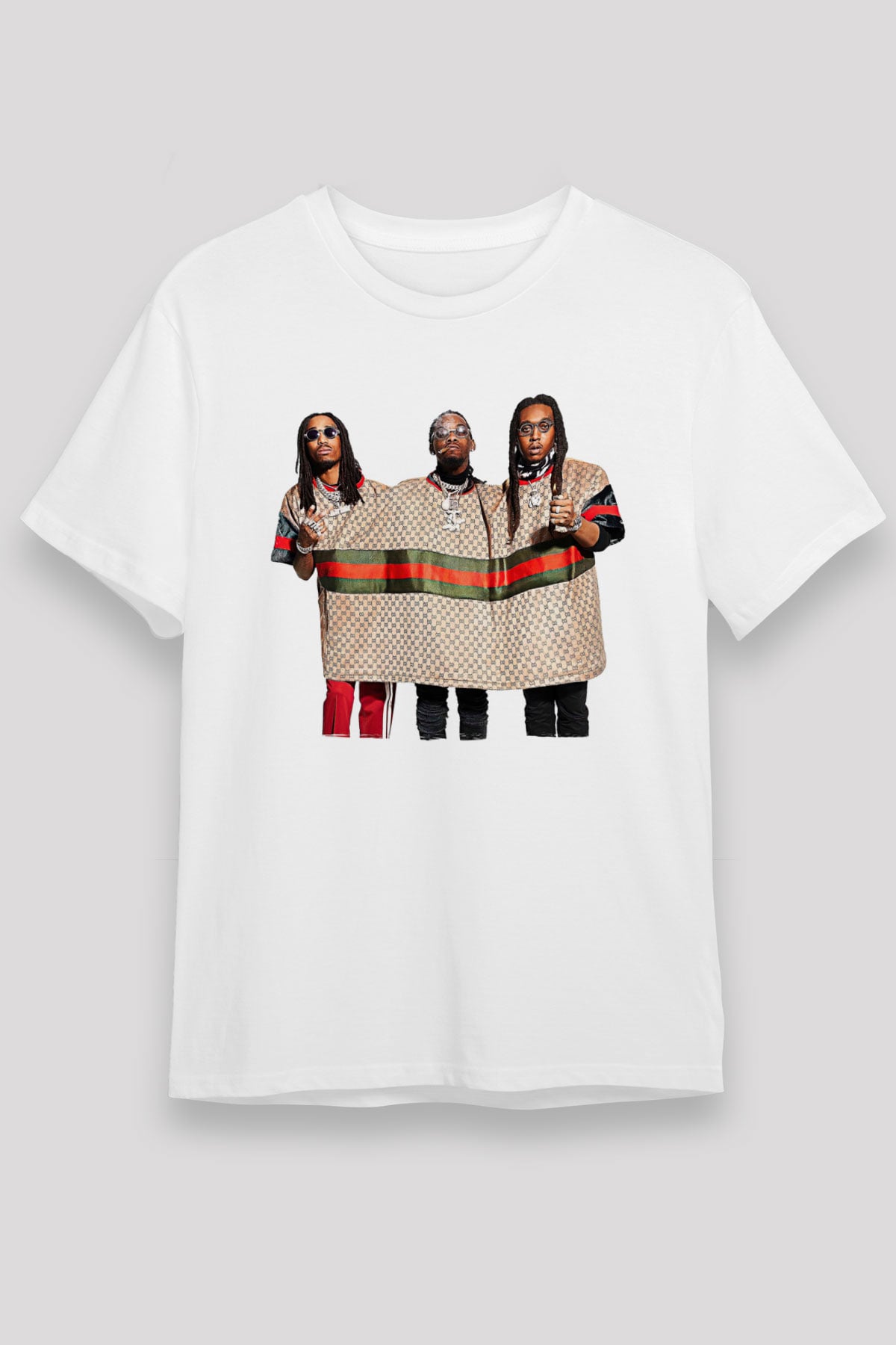 Offset Baskılı Unisex Beyaz Tişört - Tshirt