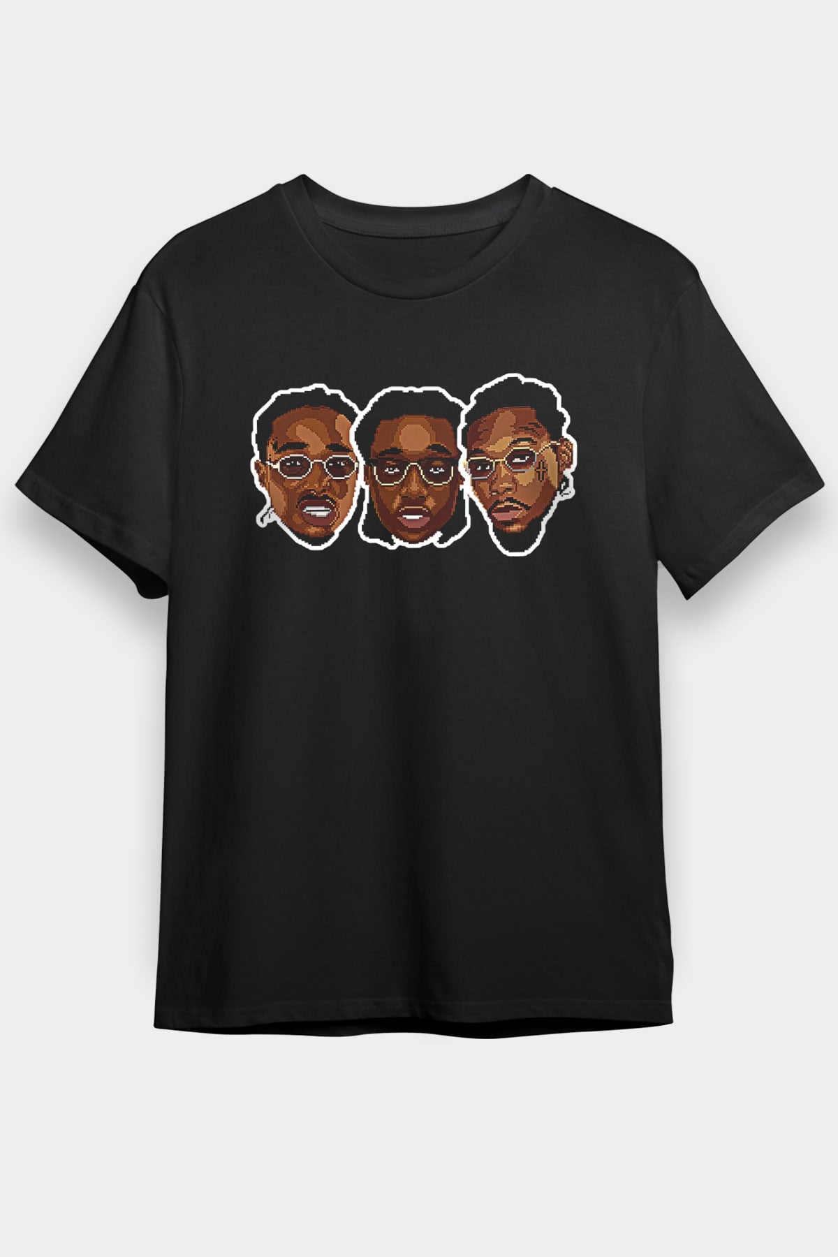 Offset Baskılı Unisex Siyah Tişört - Tshirt