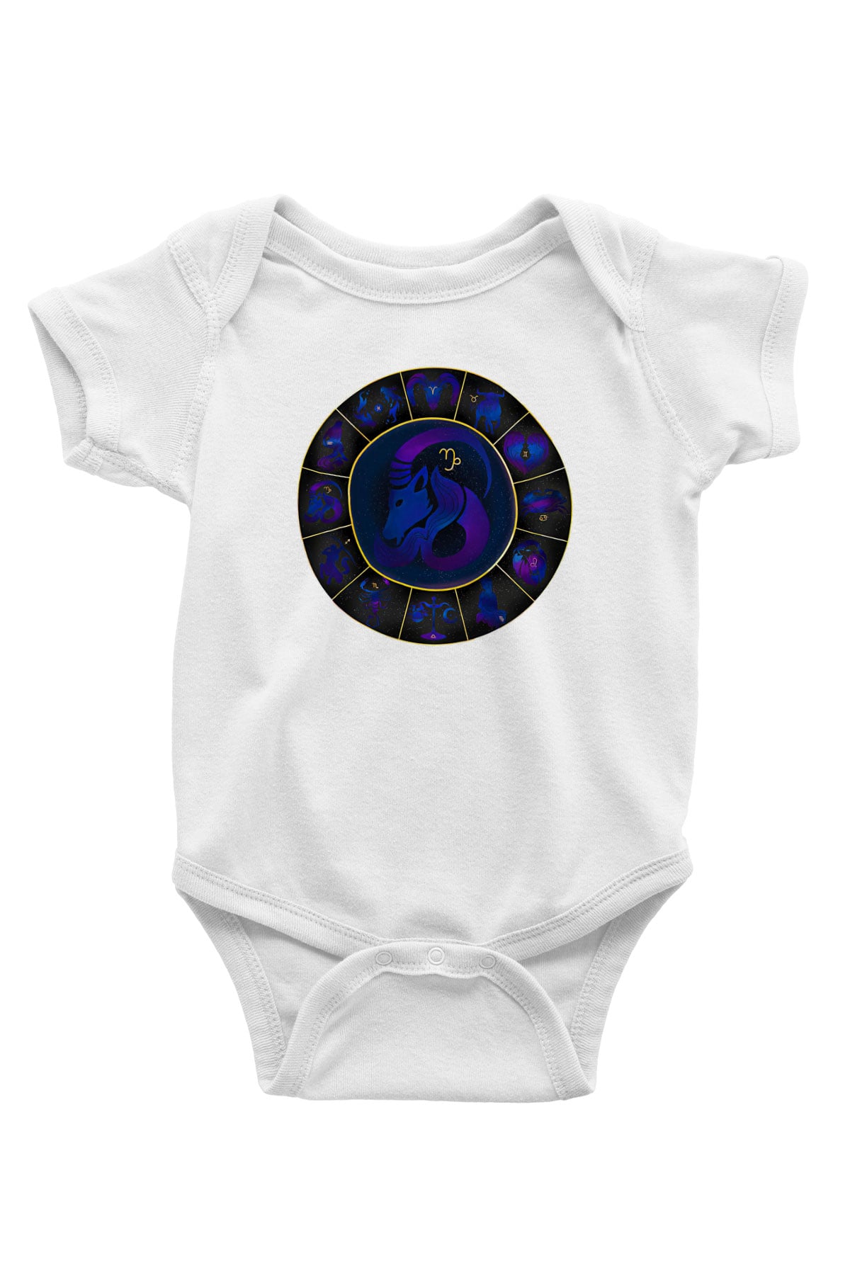 Oğlak Burcu Baskılı Beyaz Unisex Bebek Body - Zıbın