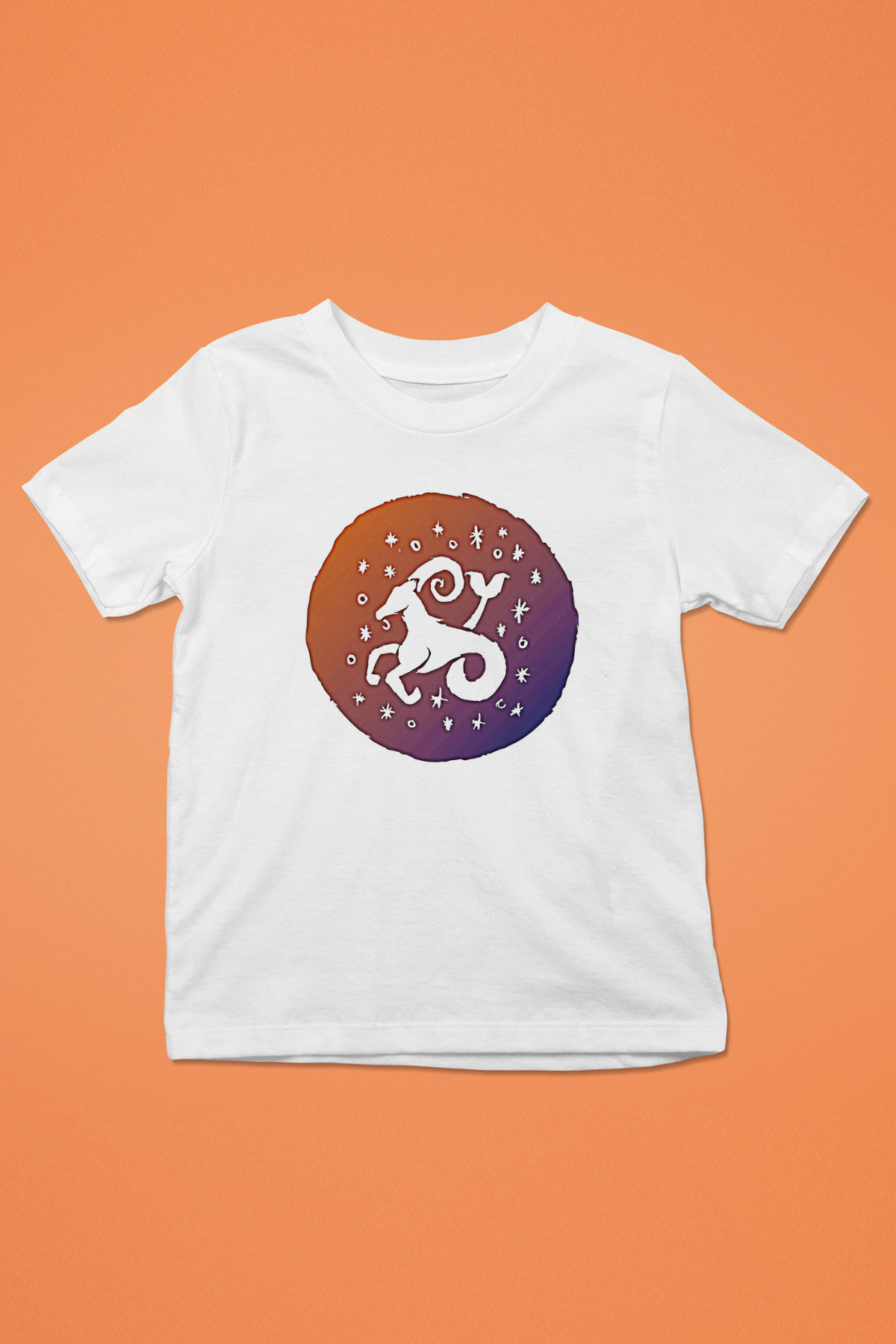 Oğlak Burcu Baskılı Beyaz Unisex Beyaz Çocuk Tişört - Tshirt