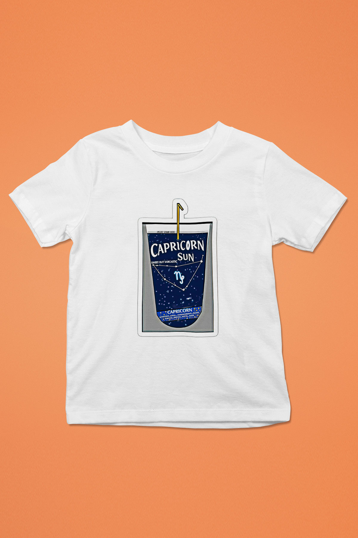 Oğlak Burcu Baskılı Beyaz Unisex Beyaz Çocuk Tişört - Tshirt
