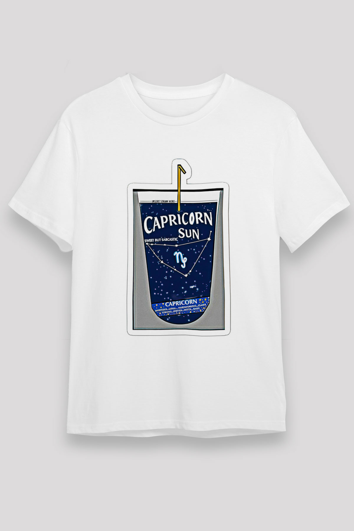 Oğlak Burcu Unisex Baskılı Beyaz Tişört - Tshirt