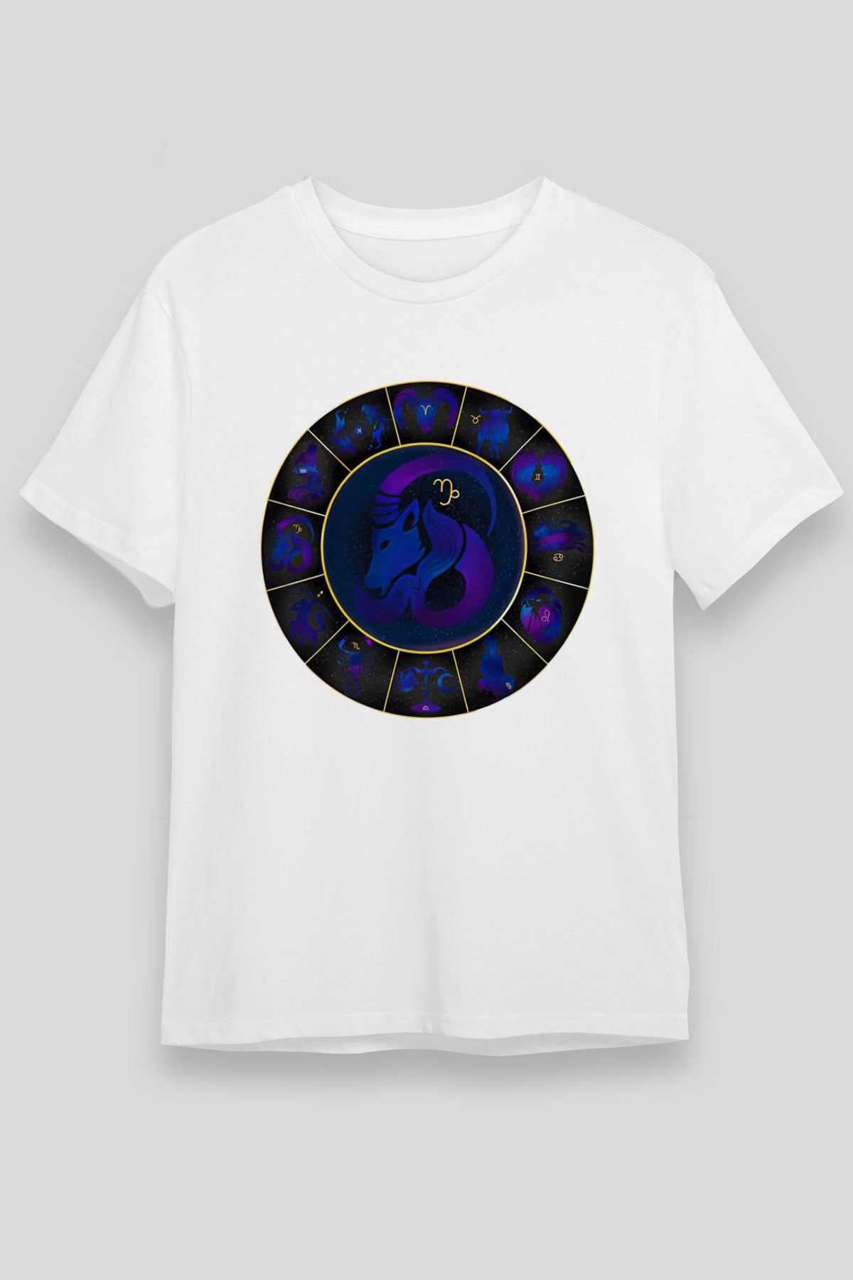Oğlak Burcu Unisex Baskılı Beyaz Tişört - Tshirt
