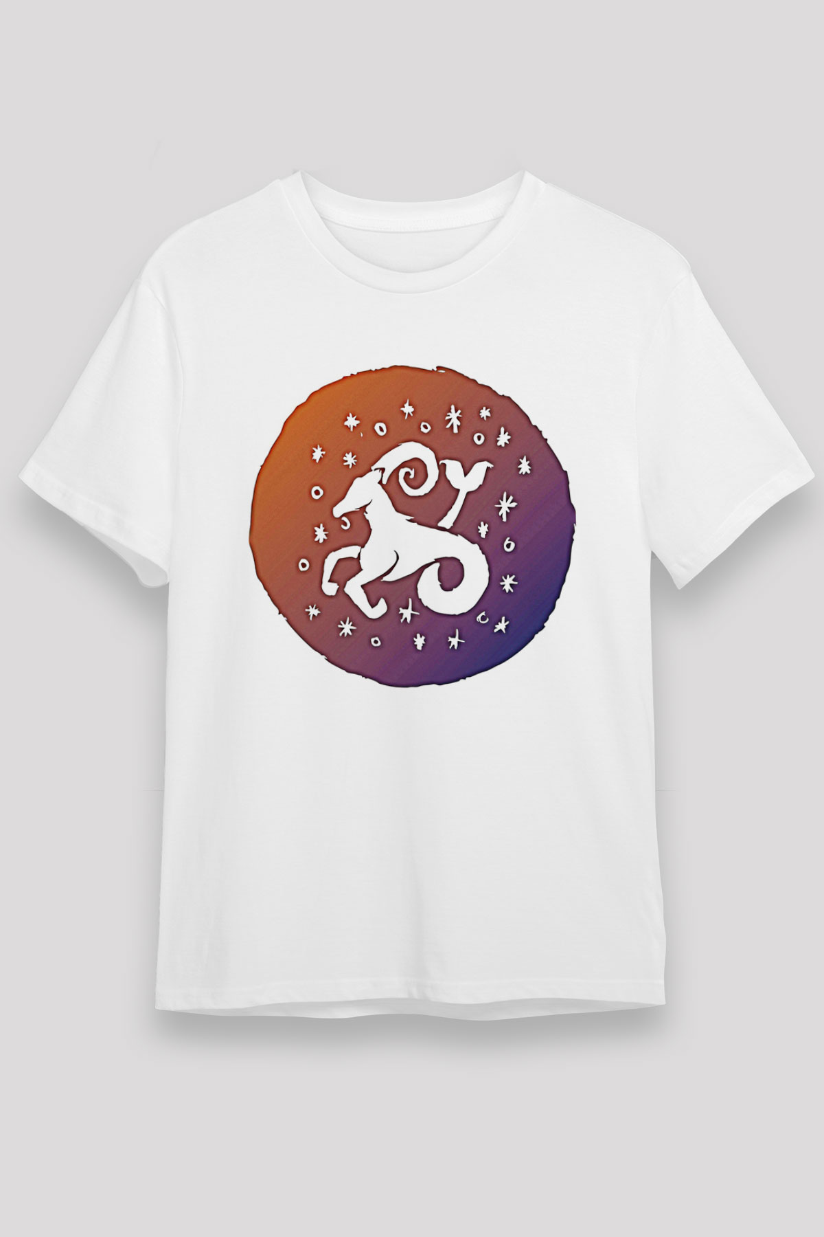 Oğlak Burcu Unisex Baskılı Beyaz Tişört - Tshirt