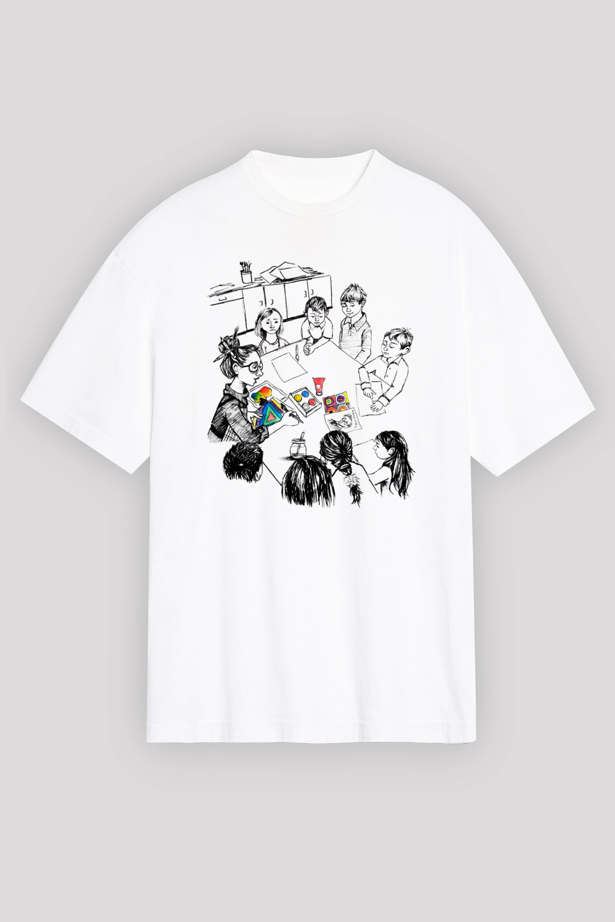 Öğretmen Beyaz Unisex Oversize Tişört T-Shirt