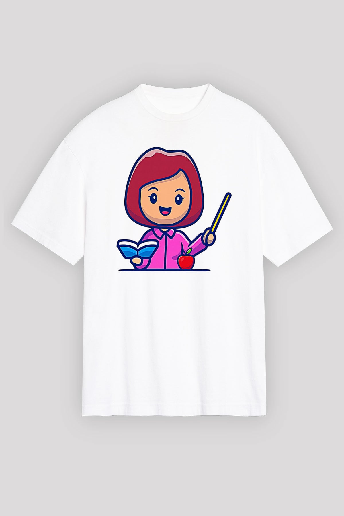 Öğretmenler Günü Baskılı Beyaz Unisex Oversize Tişört - Tshirt