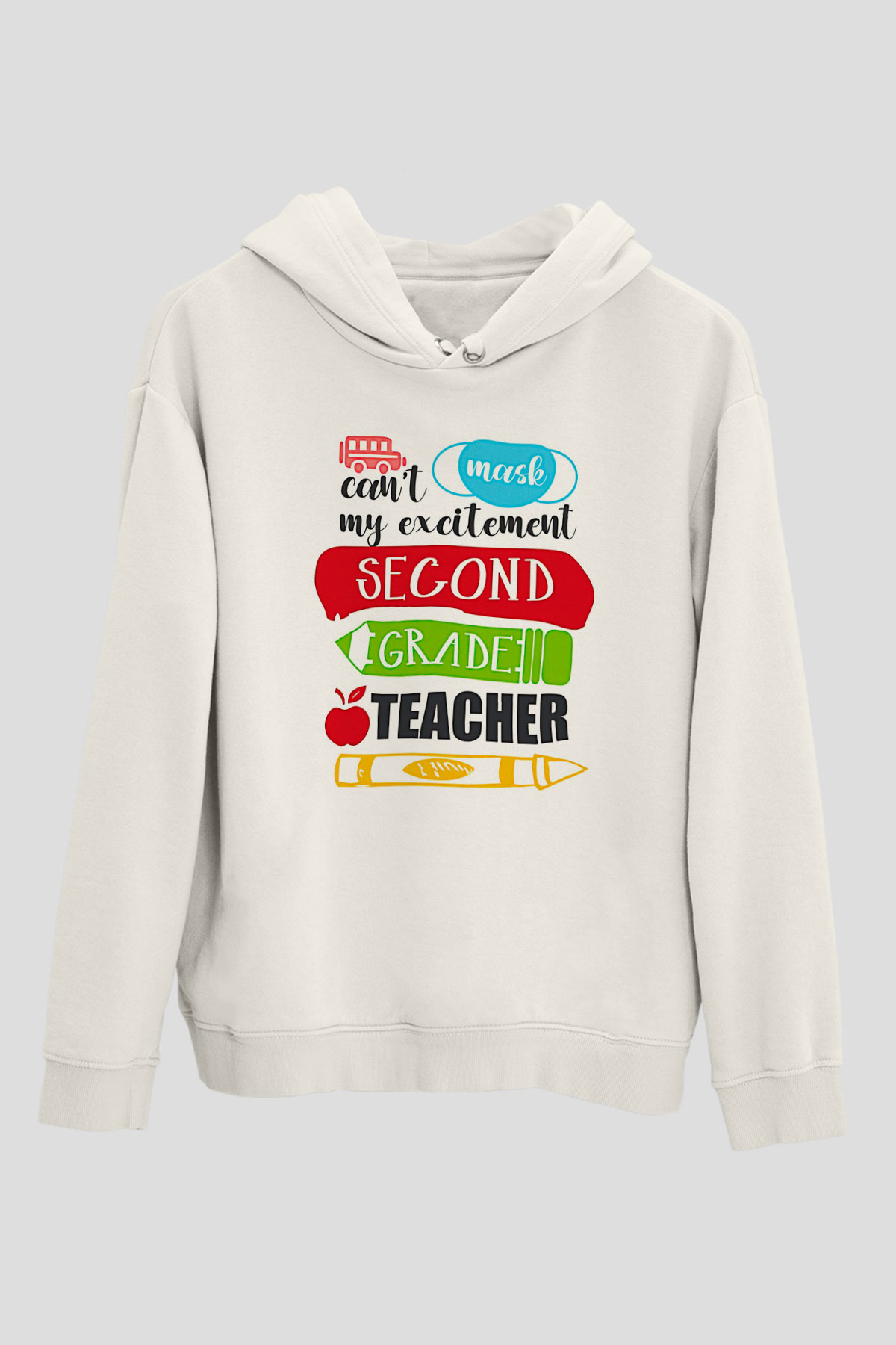 Öğretmenler Günü Baskılı Beyaz Unisex Kapüşonlu Sweatshirt