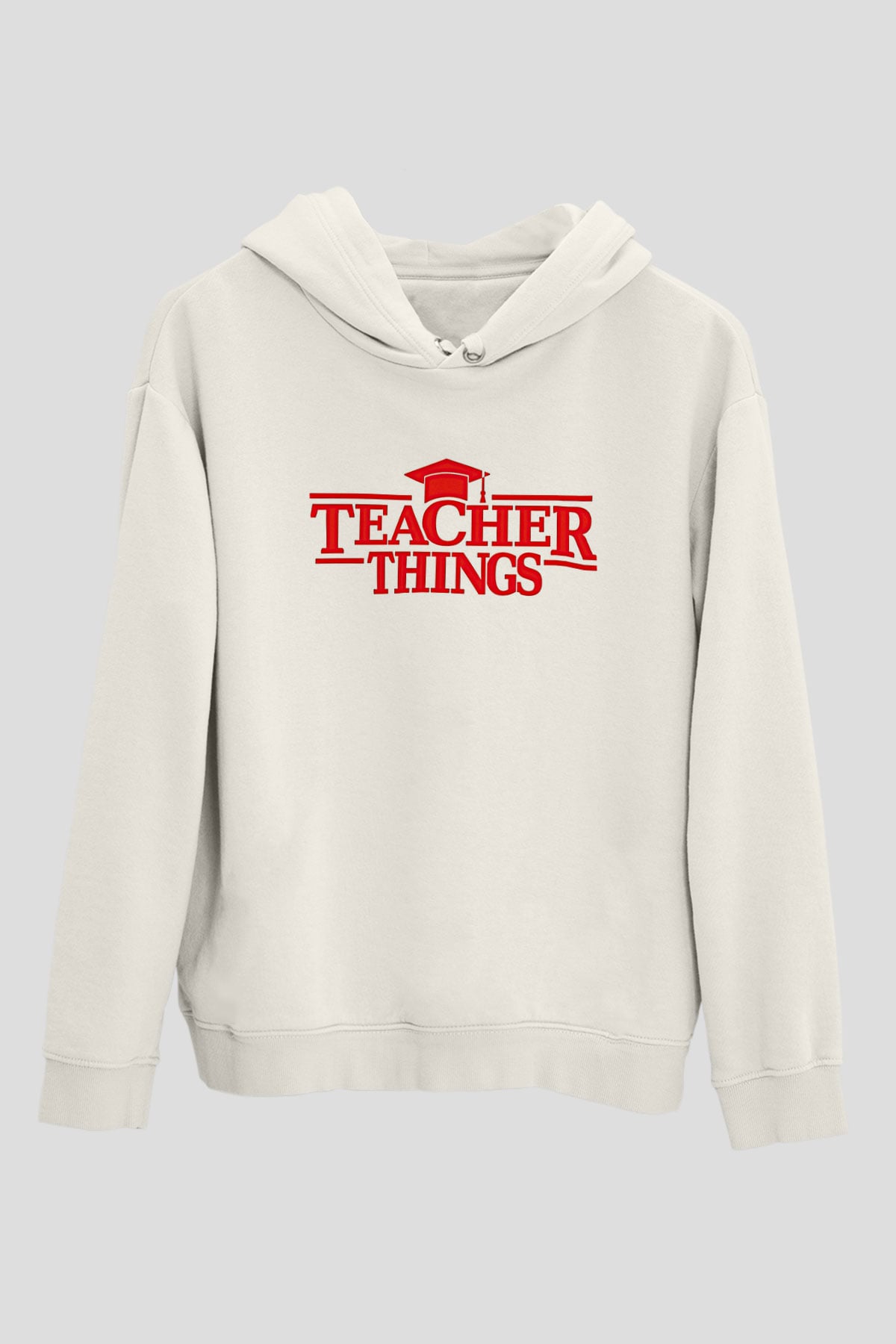 Öğretmenler Günü Baskılı Beyaz Unisex Kapüşonlu Sweatshirt