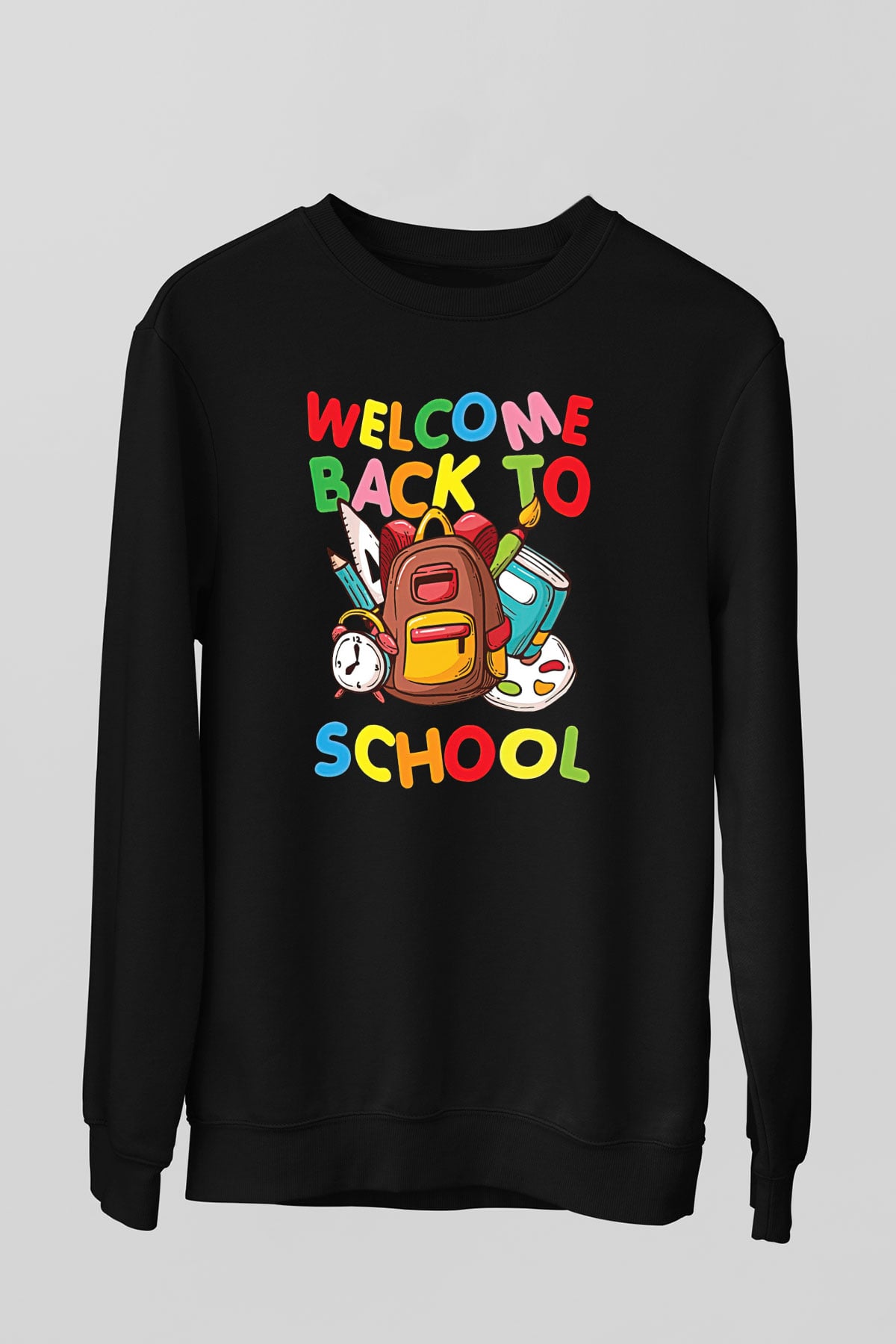 Öğretmenler Günü Baskılı Unisex Siyah Sweatshirt