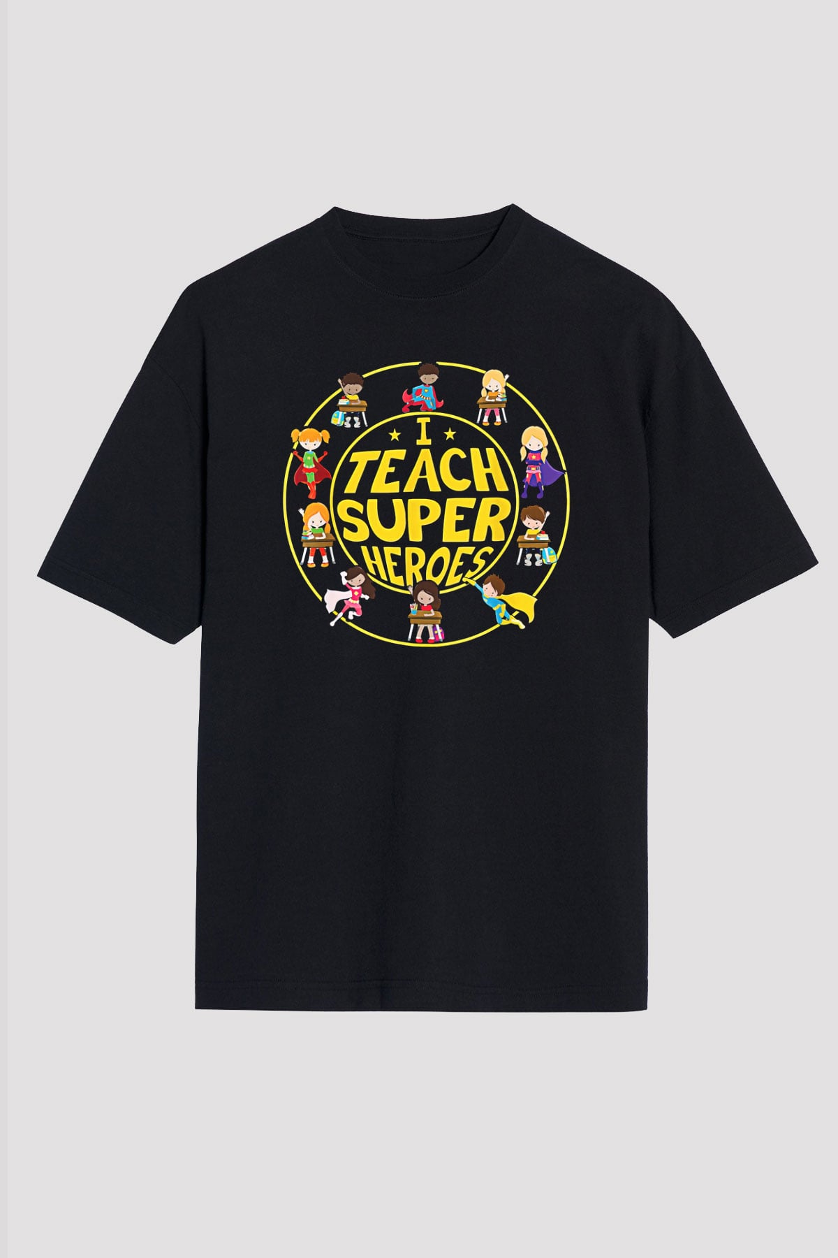 Öğretmenler Günü Baskılı Unisex Siyah Oversize Tişört - Tshirt