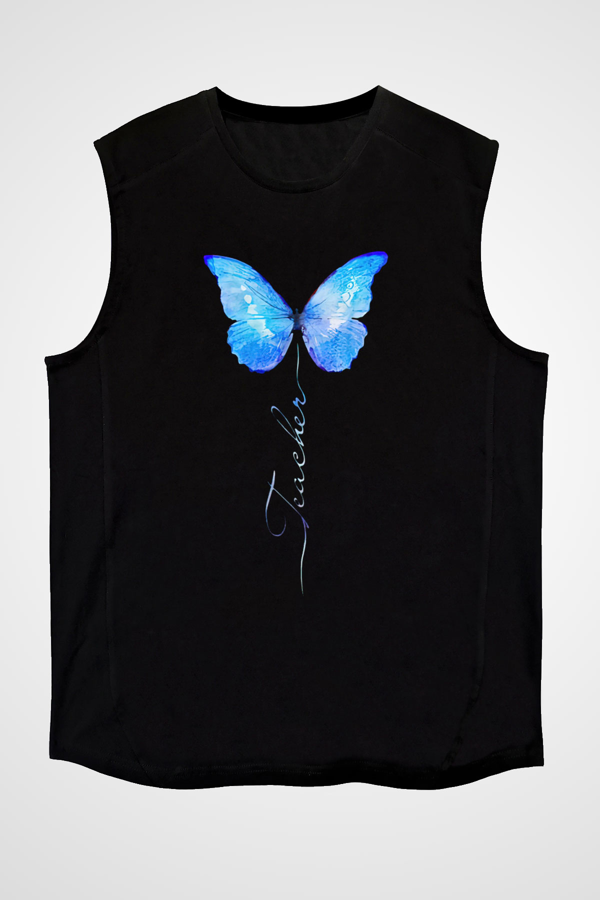 Öğretmenler Günü Baskılı Unisex Siyah Kolsuz Tişört - Tshirt