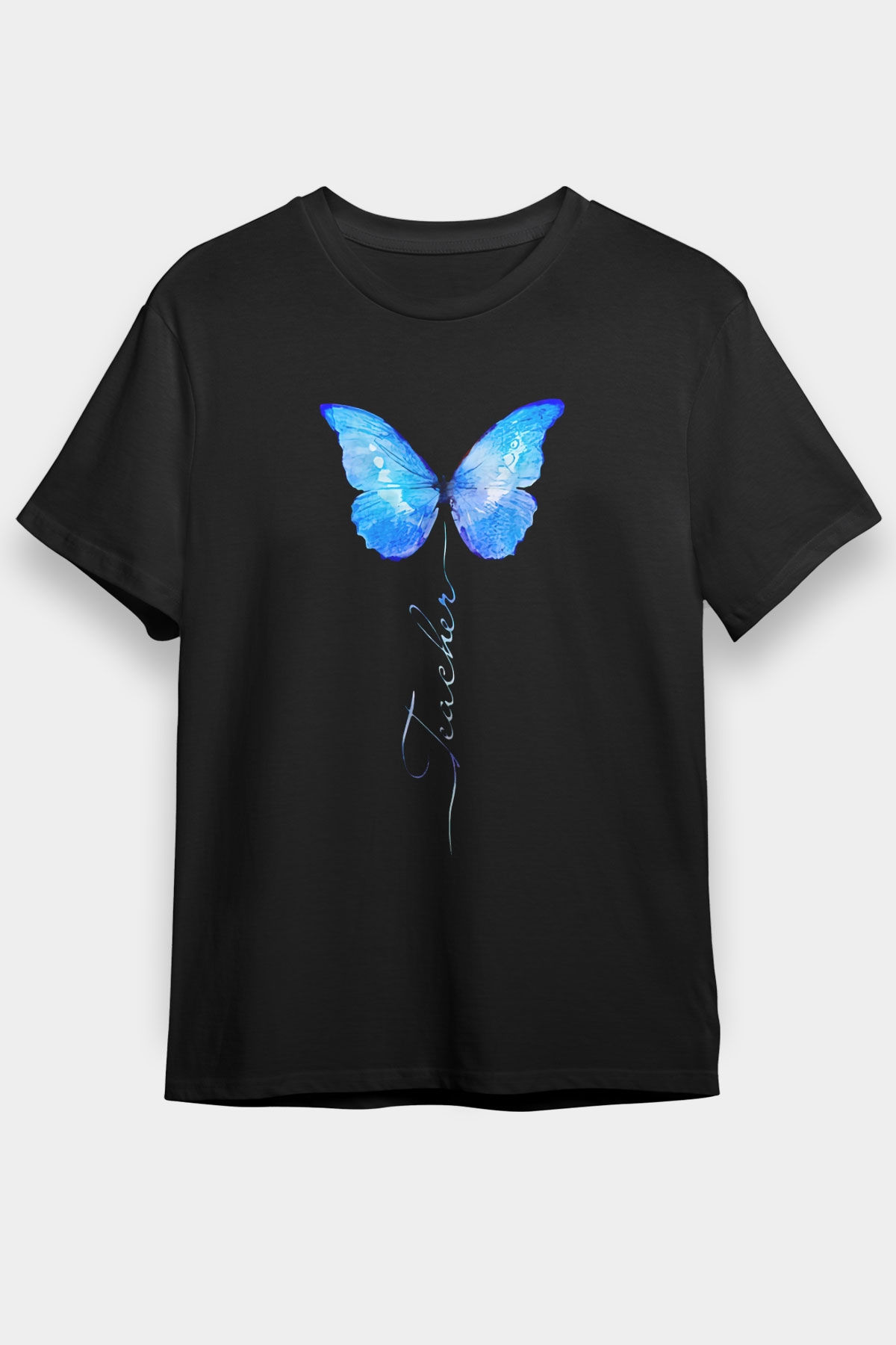 Öğretmenler Günü Baskılı Unisex Siyah Tişört - Tshirt