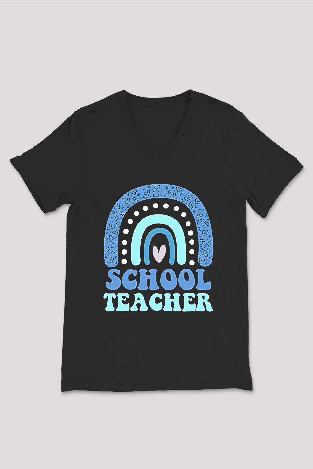 Öğretmenler Günü Baskılı Unisex Siyah V Yaka Tişört - Tshirt