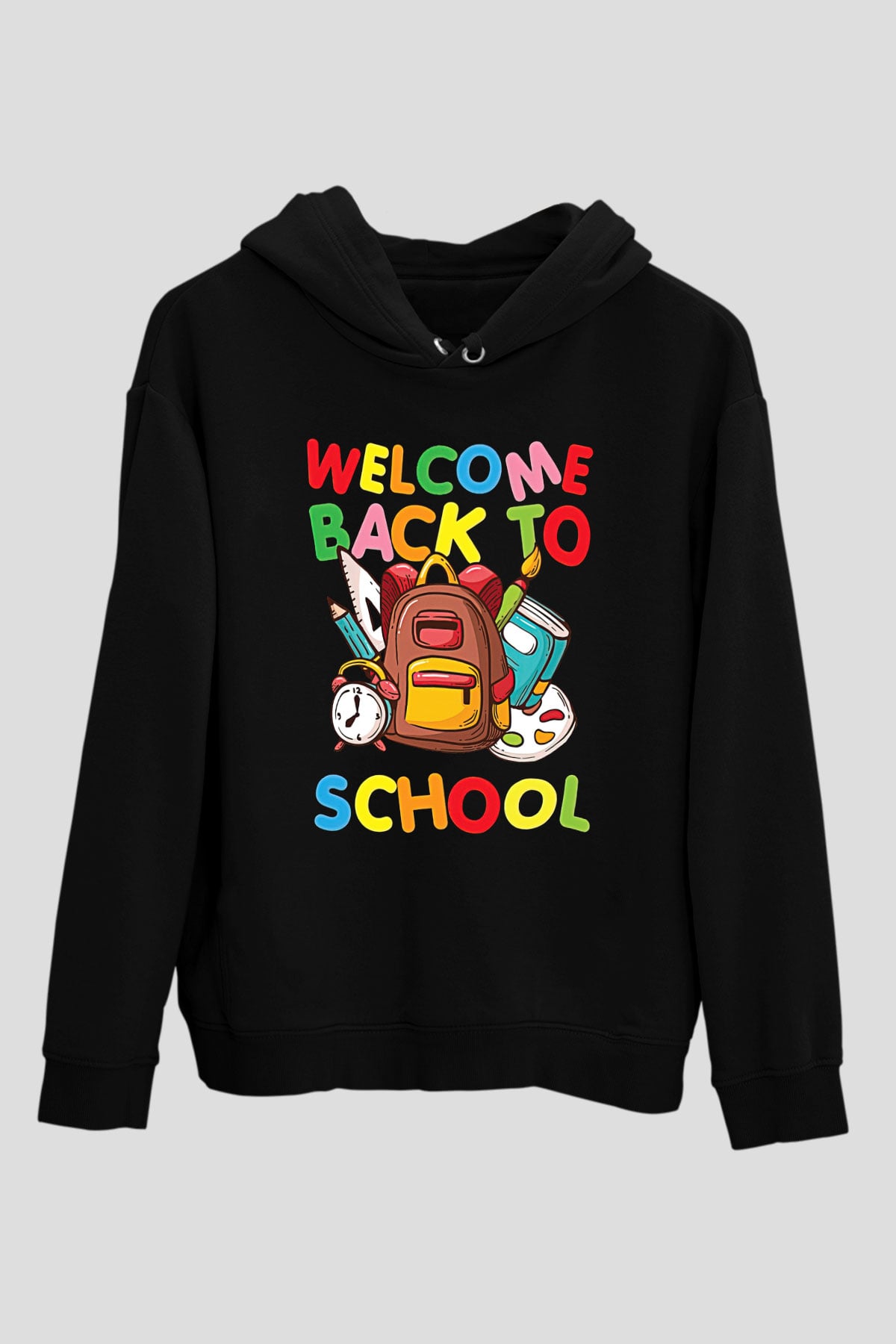 Öğretmenler Günü Baskılı Unisex Siyah Hoodie