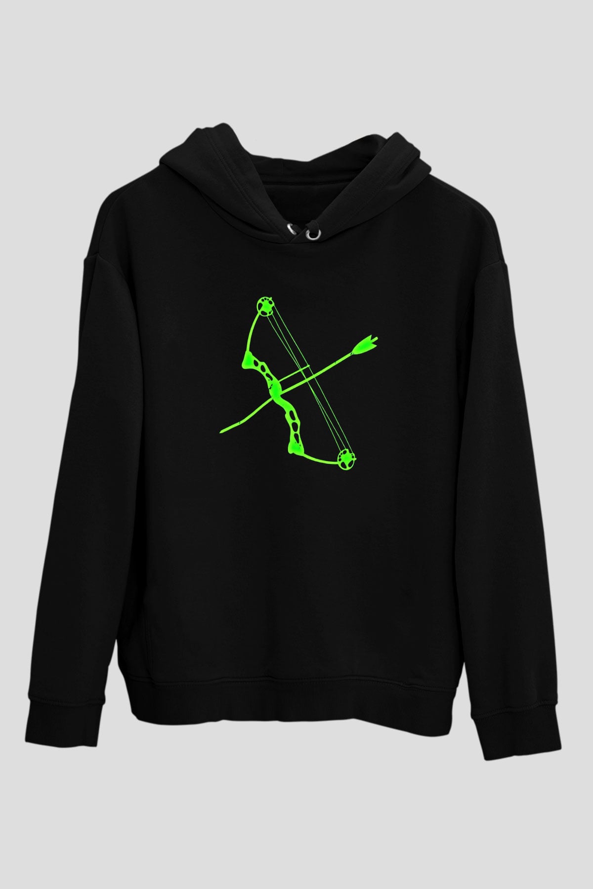 Okçuluk - Archery Baskılı Unisex Siyah Hoodie
