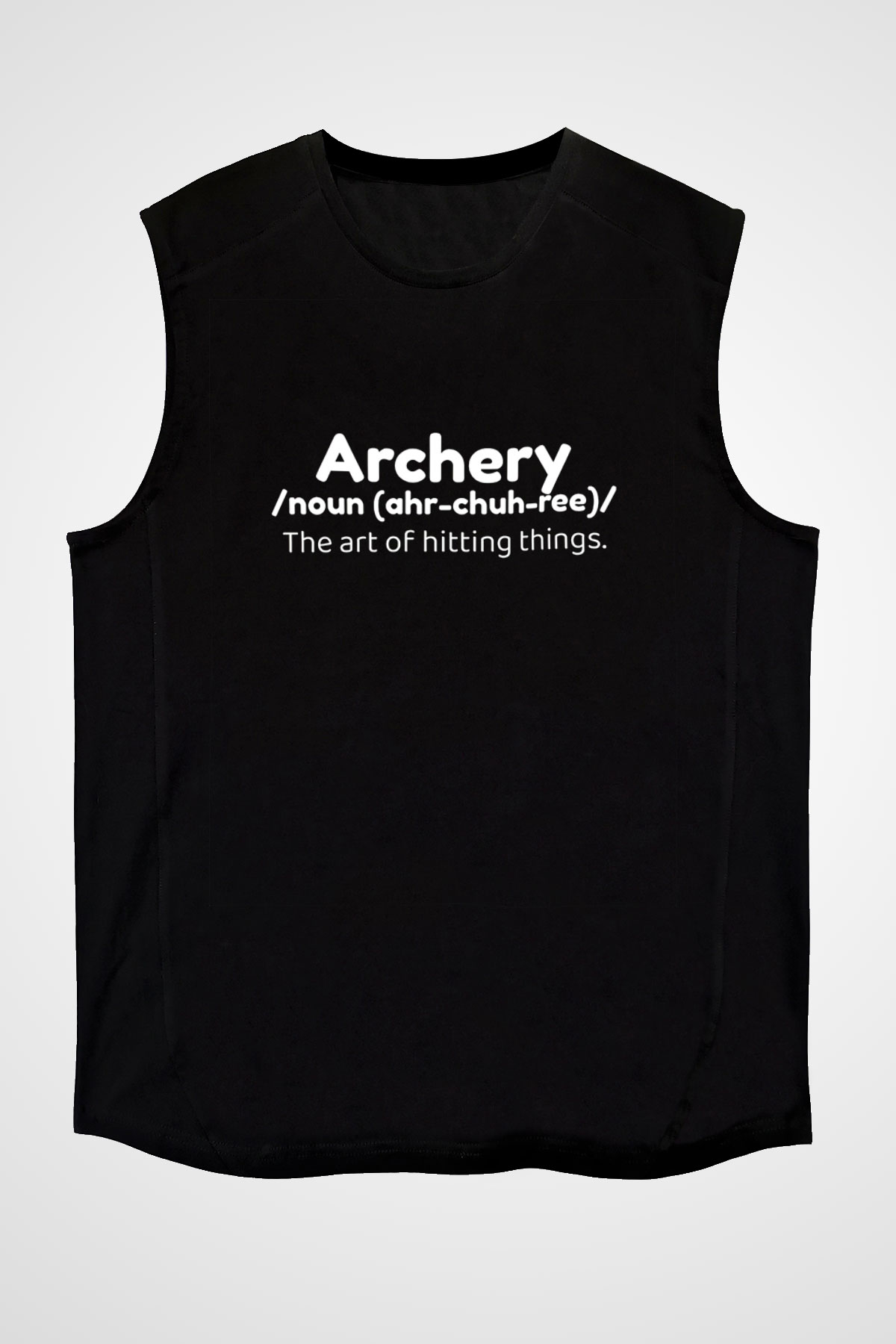 Okçuluk - Archery Baskılı Unisex Siyah Kolsuz Tişört