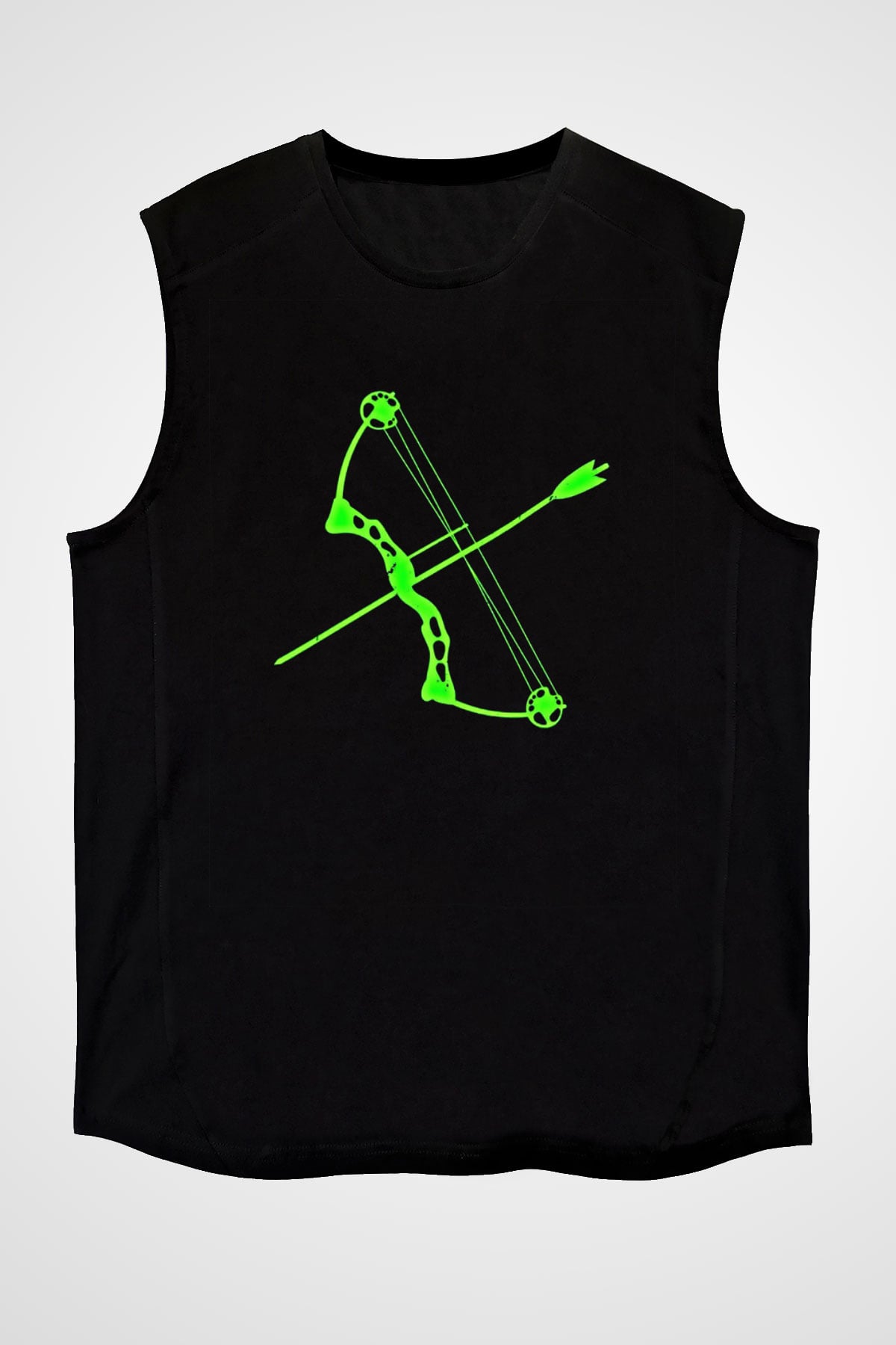 Okçuluk - Archery Baskılı Unisex Siyah Kolsuz Tişört