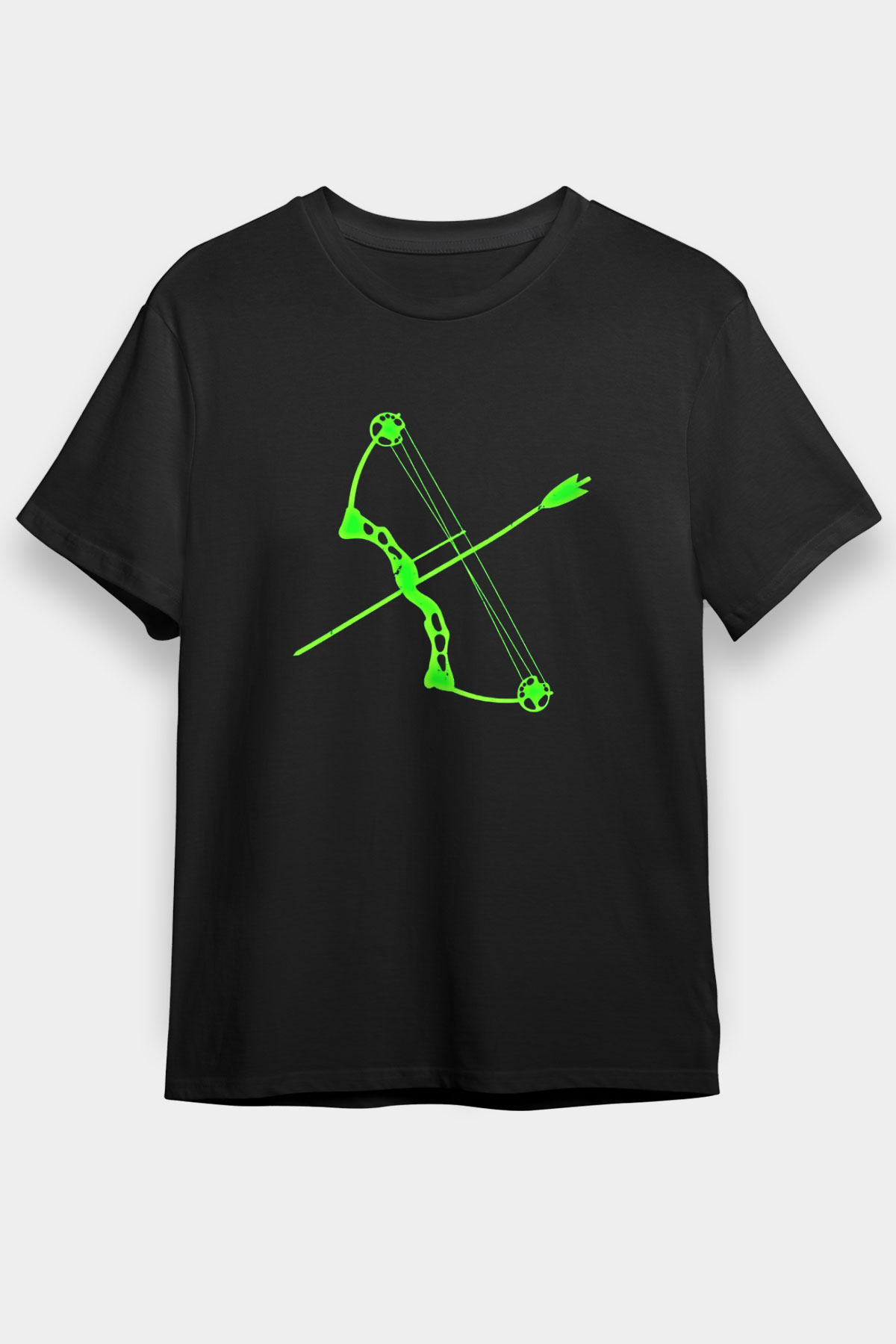 Okçuluk - Archery Baskılı Unisex Siyah Tişört - Tshirt