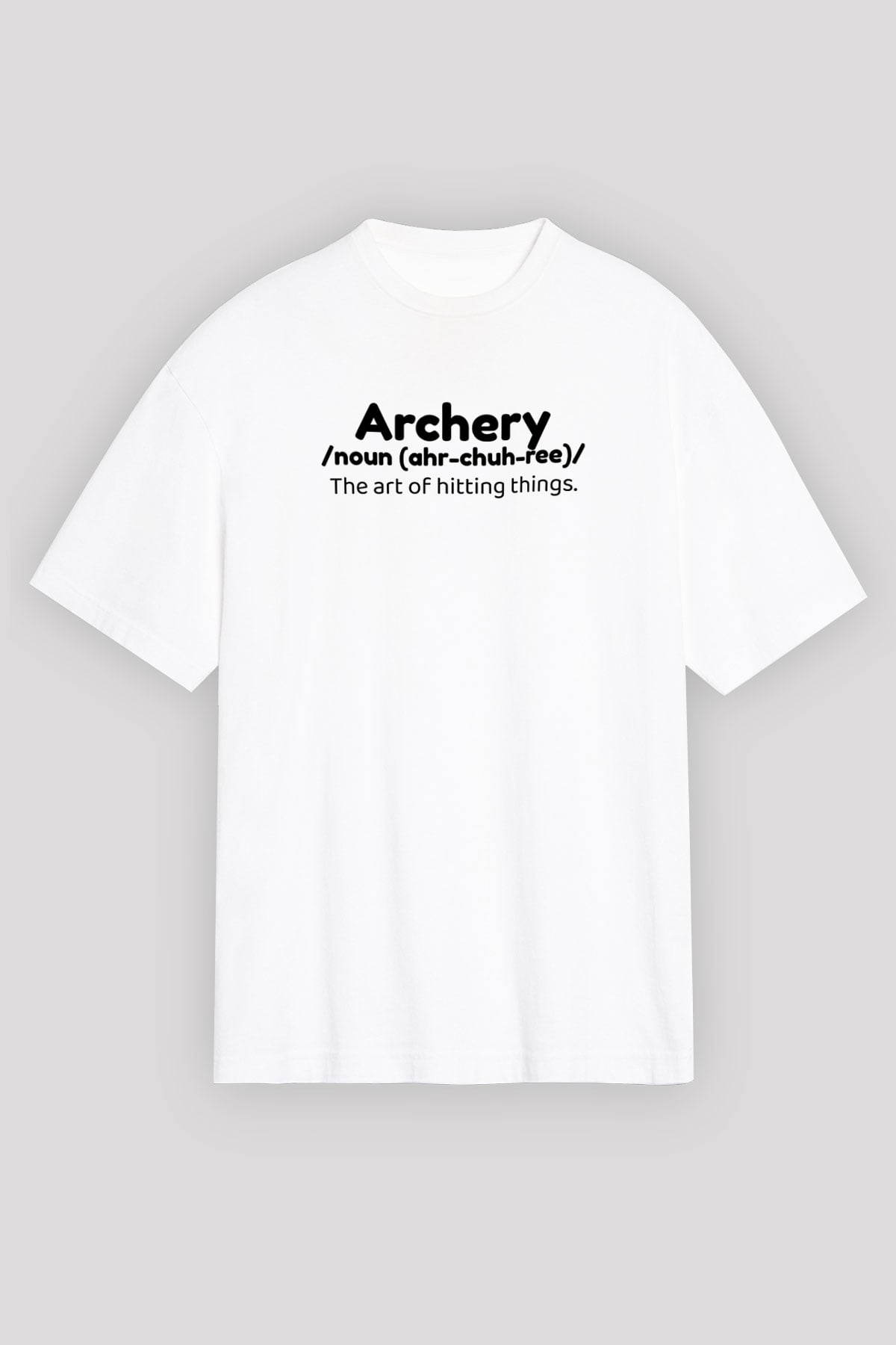 Okçuluk Baskılı Unisex Beyaz Oversize Tişört - Tshirt