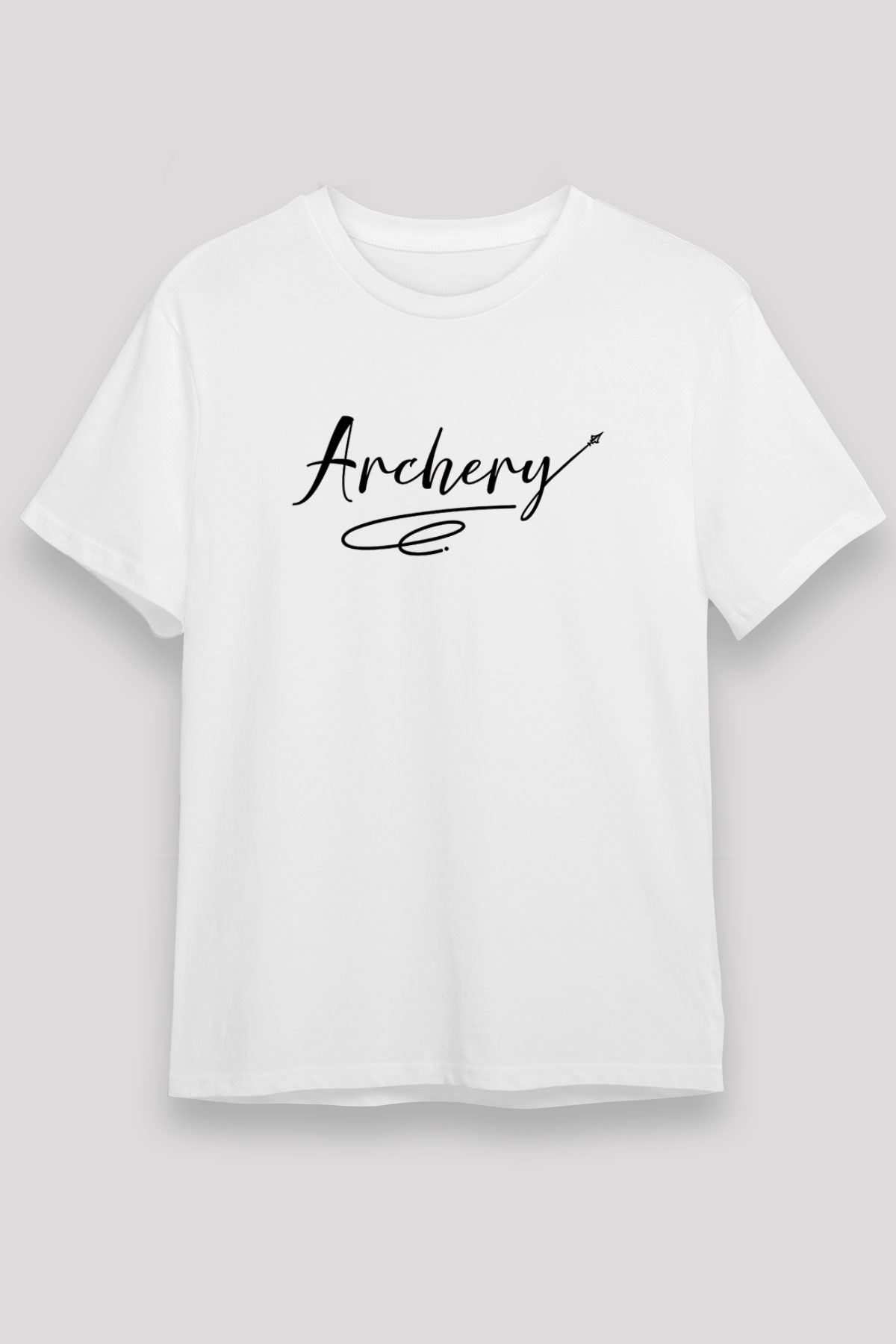 Okçuluk Baskılı Unisex Beyaz Tişört - Tshirt