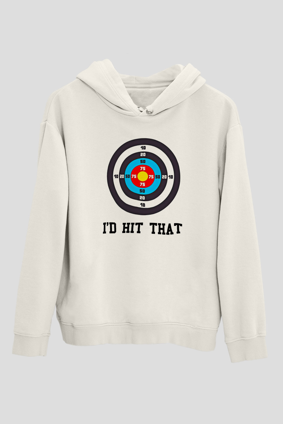 Okçuluk Baskılı Unisex Ekru Hoodie
