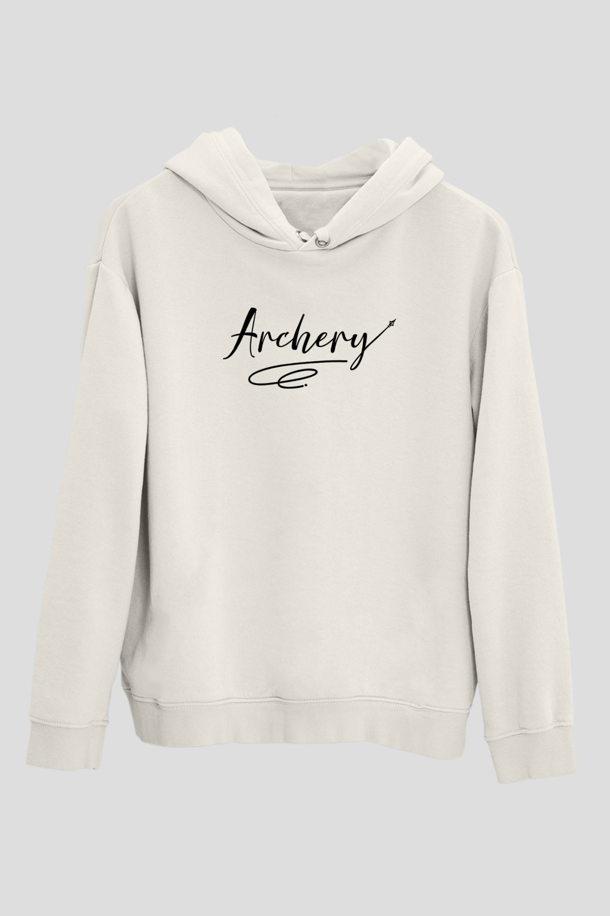 Okçuluk Baskılı Unisex Ekru Hoodie