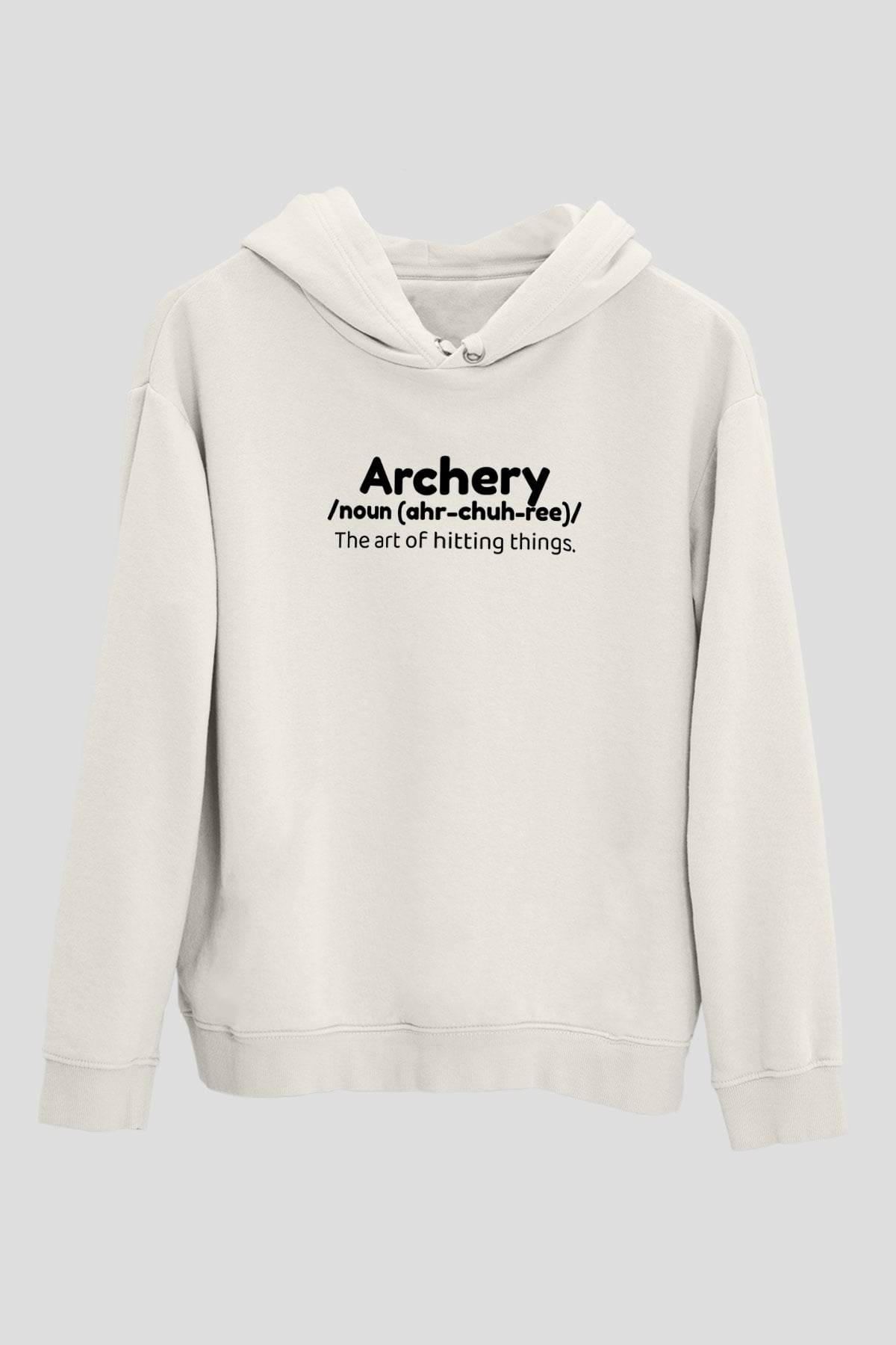 Okçuluk Baskılı Unisex Ekru Hoodie