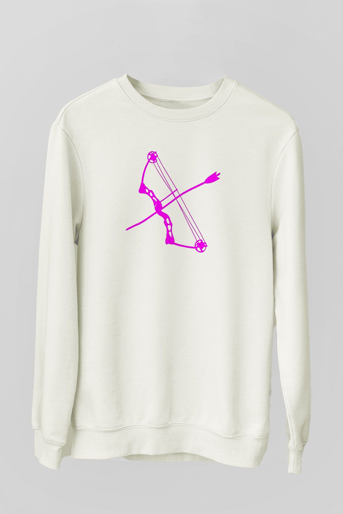 Okçuluk Baskılı Unisex Ekru Sweatshirt