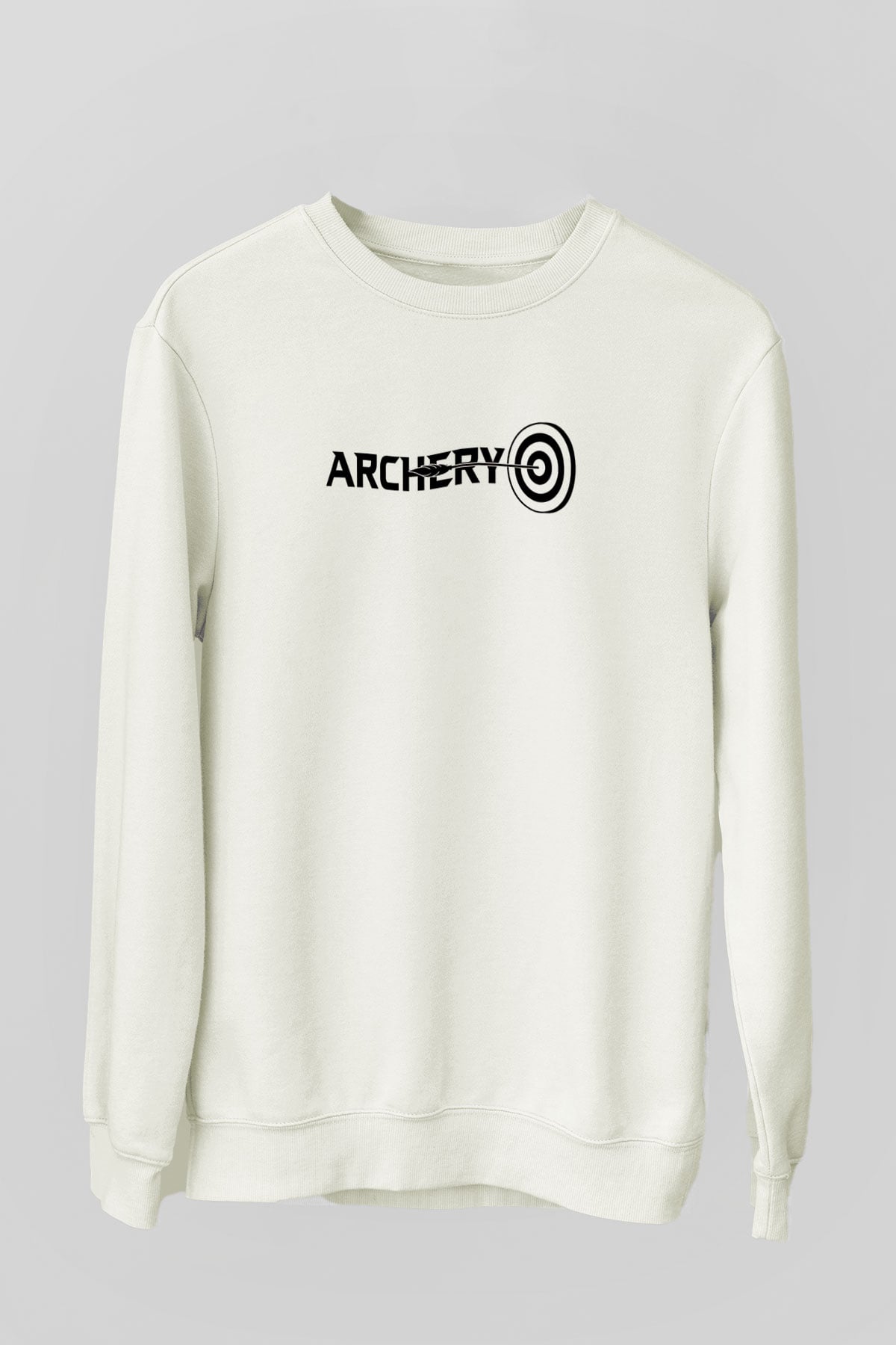 Okçuluk Baskılı Unisex Ekru Sweatshirt