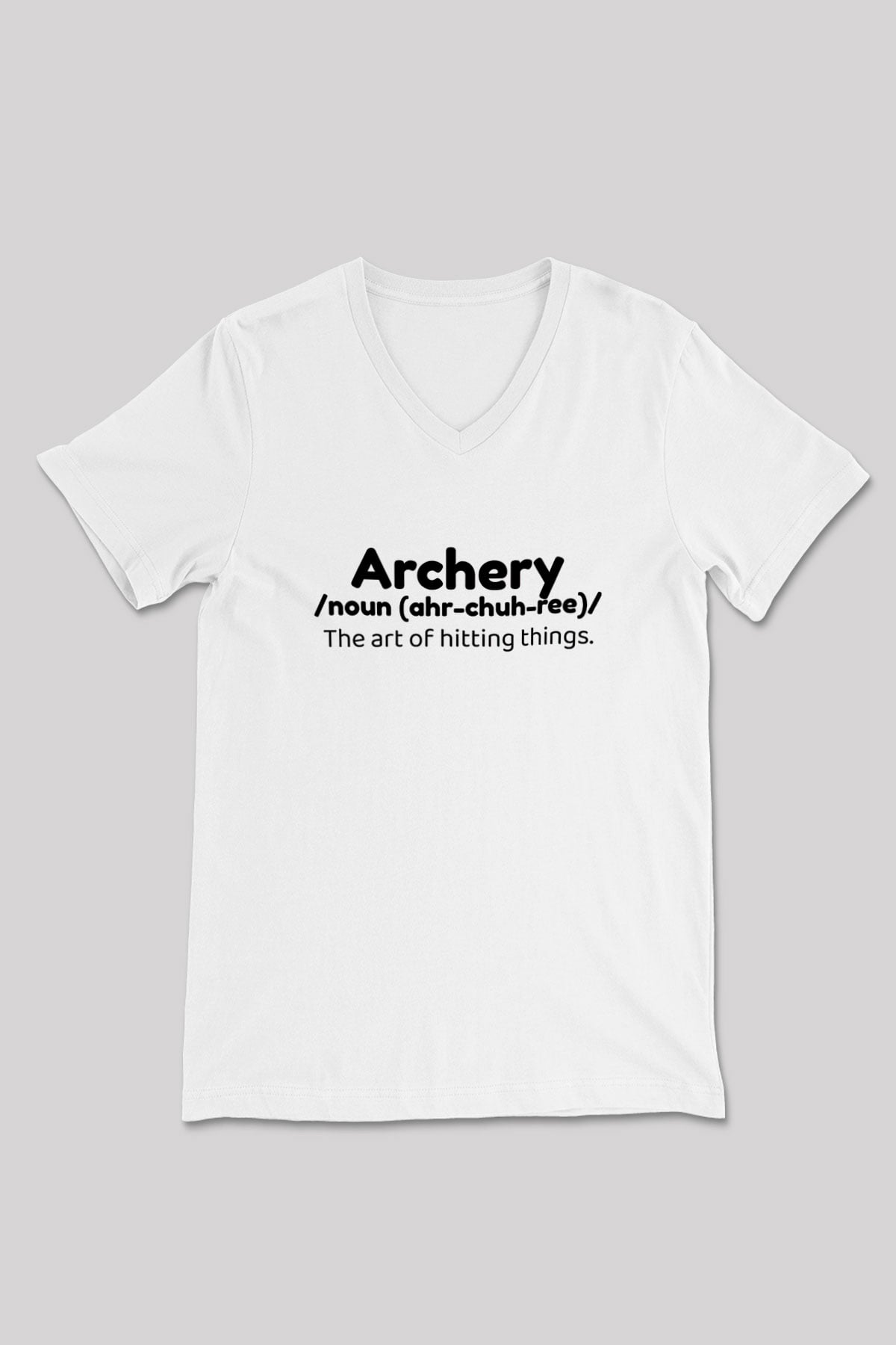 Okçuluk Baskılı Unisex V Yaka Tişört - Tshirt