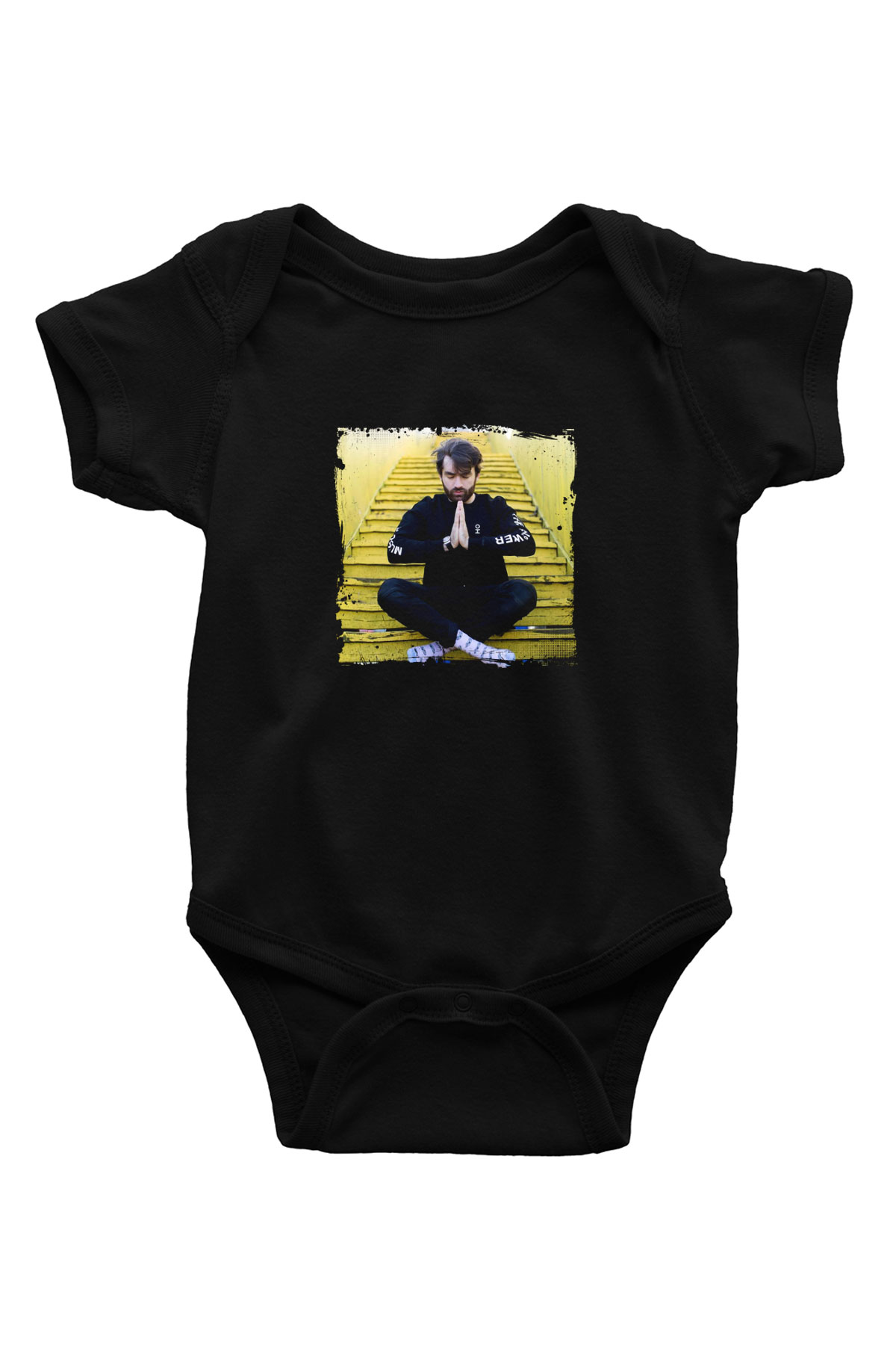 Oliver Heldens Baskılı Unisex Siyah Bebek Body - Zıbın
