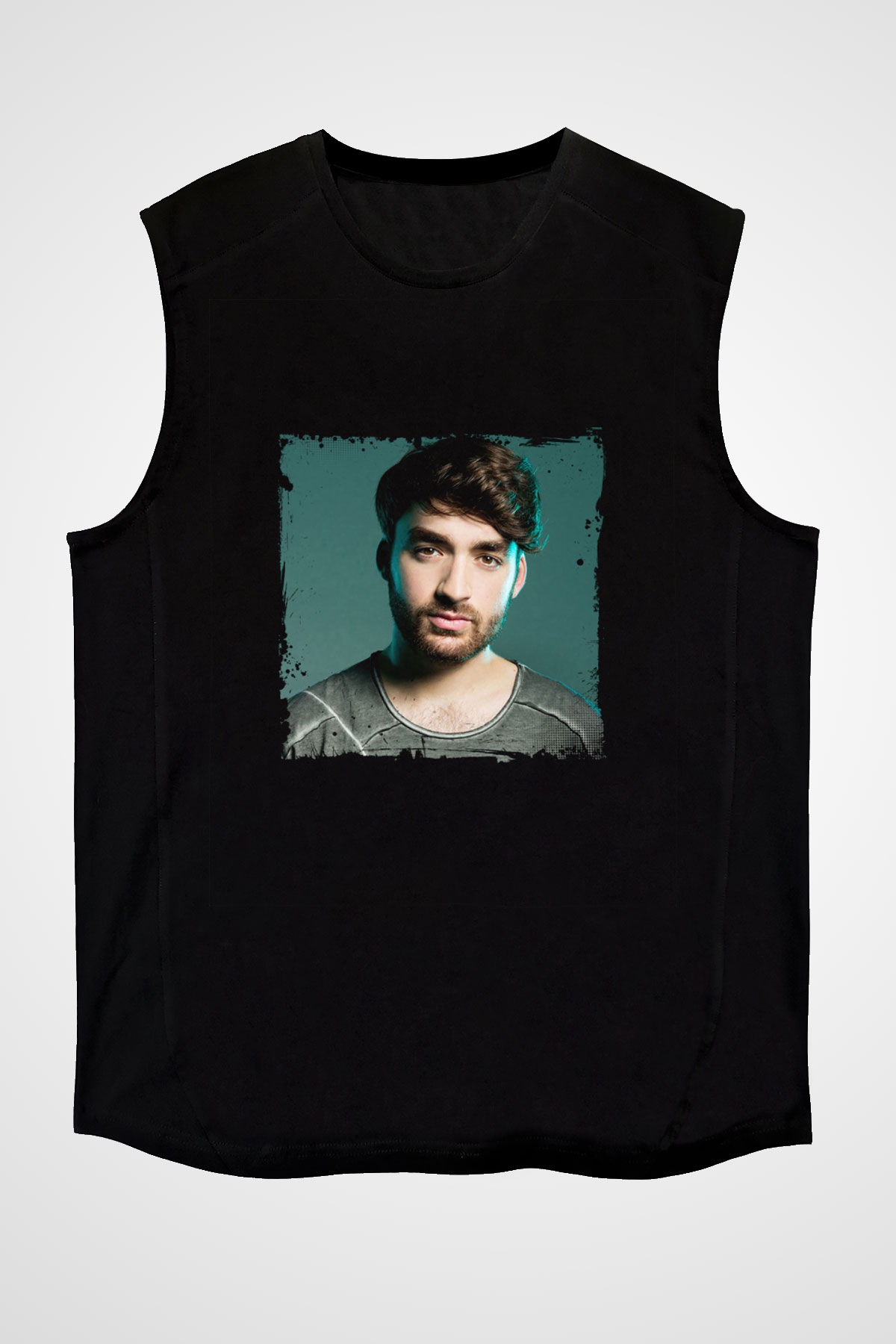 Oliver Heldens Baskılı Unisex Siyah Kolsuz Tişört
