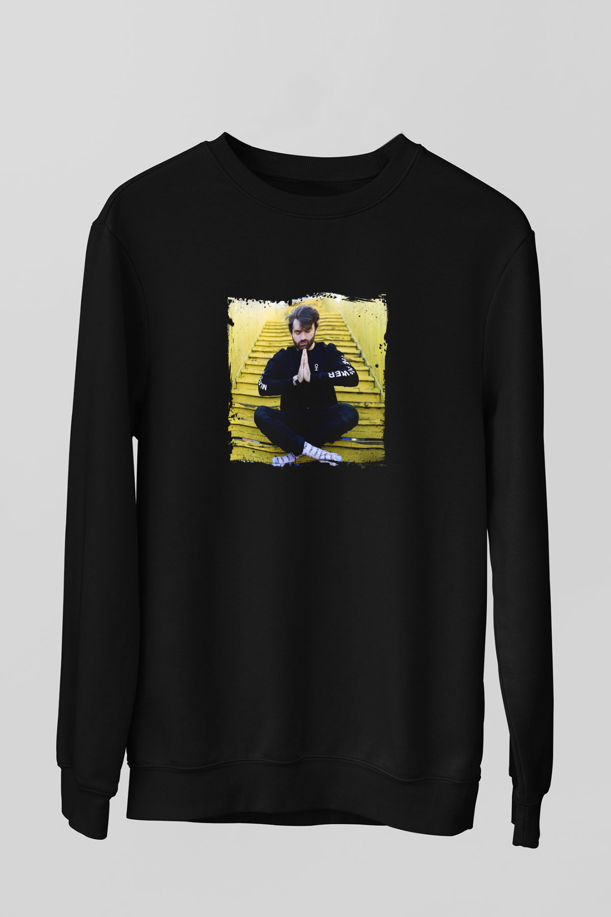 Oliver Heldens Baskılı Unisex Siyah Sweatshirt