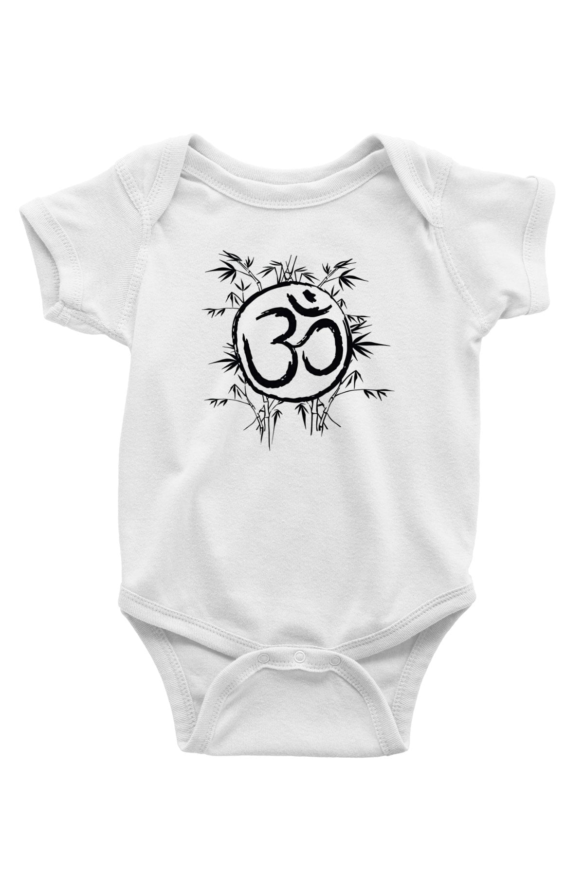 Om Baskılı Beyaz Unisex Bebek Body - Zıbın