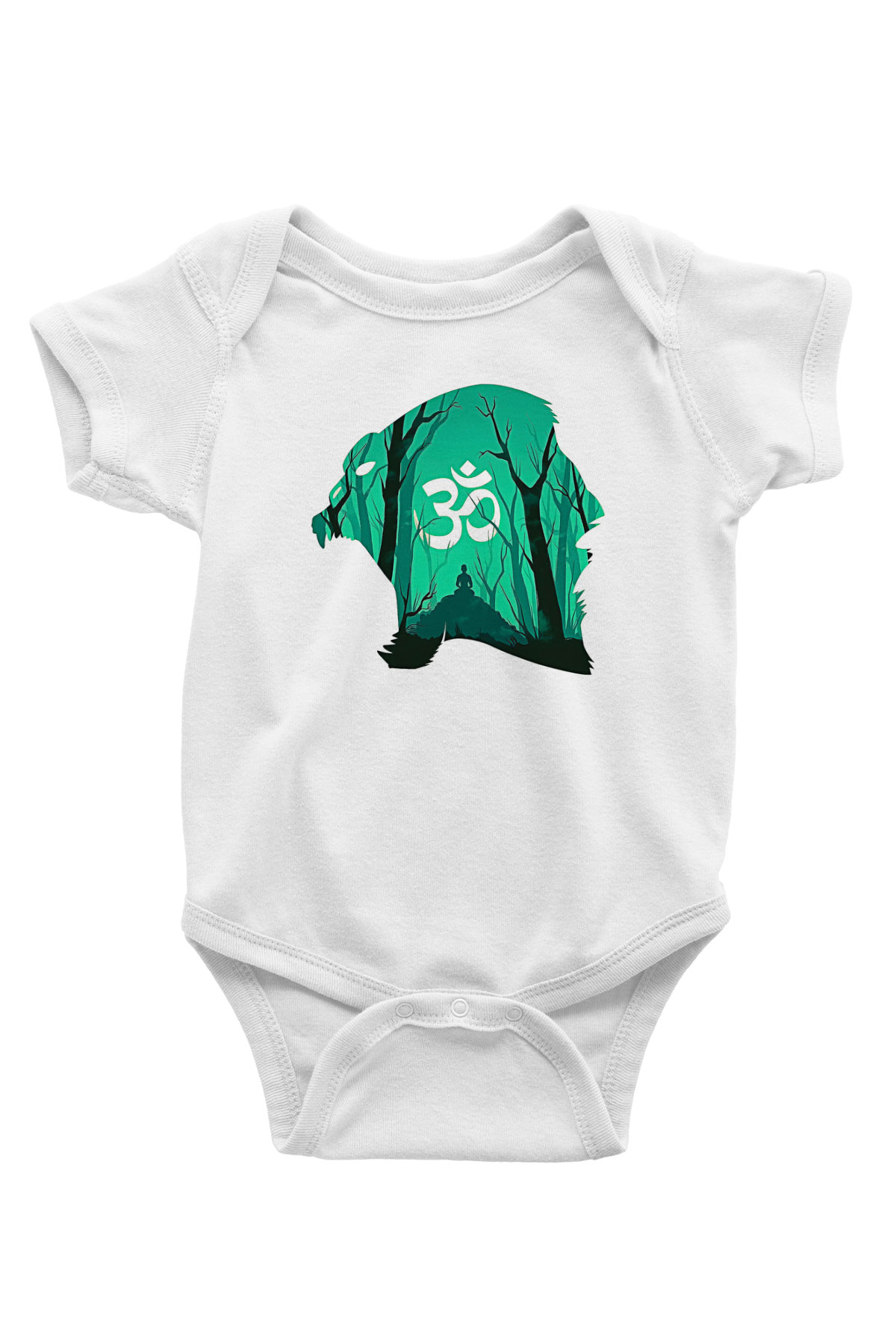 Om Baskılı Beyaz Unisex Bebek Body - Zıbın