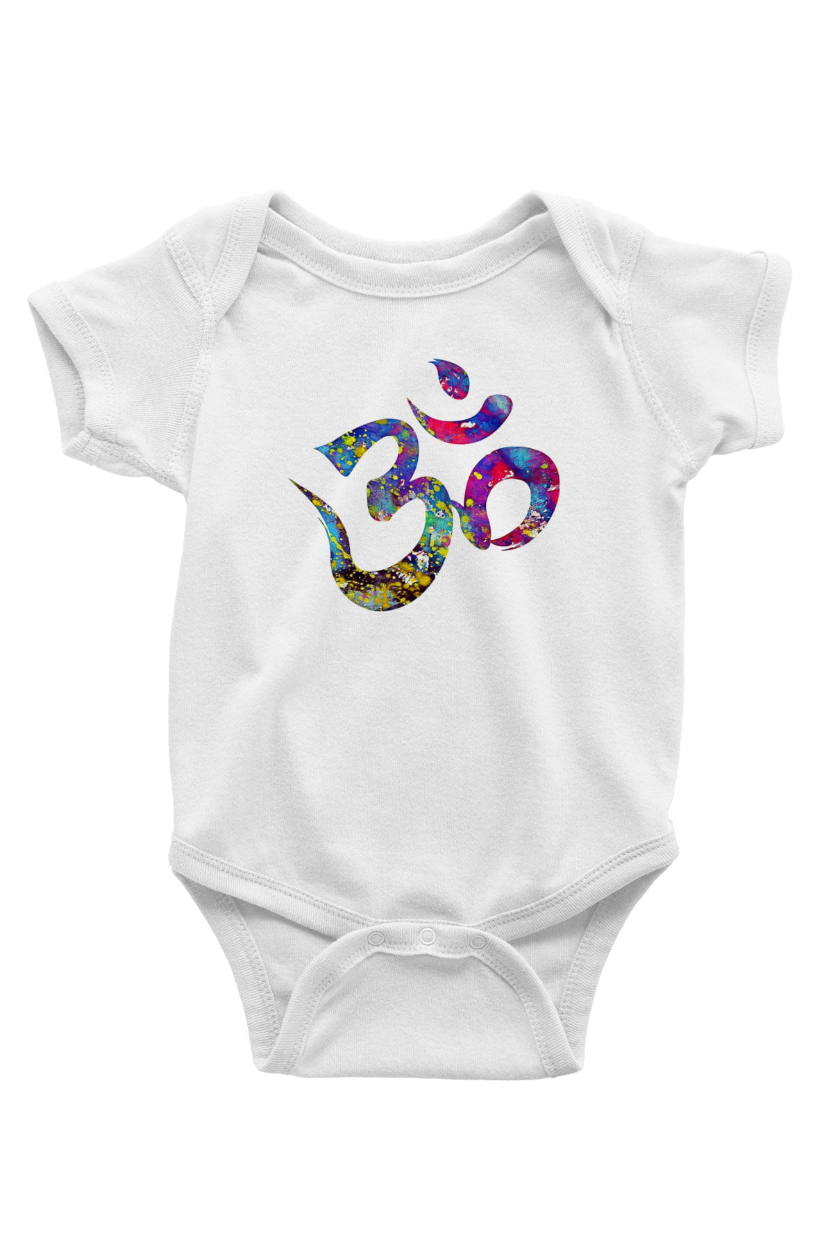 Om Baskılı Beyaz Unisex Bebek Body - Zıbın
