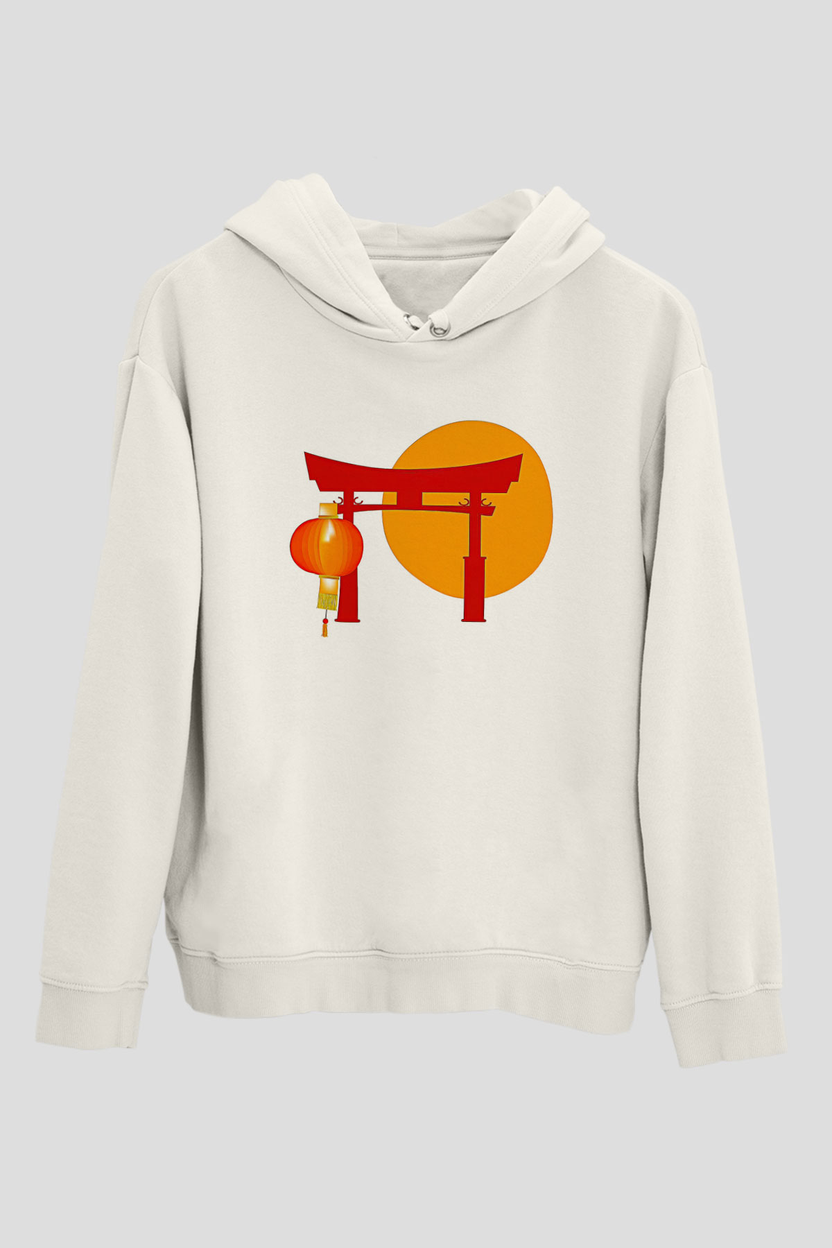 Om Baskılı Beyaz Unisex Kapüşonlu Sweatshirt