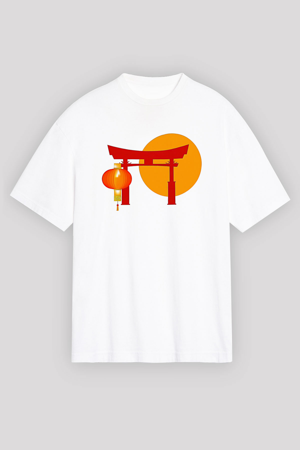 Om Baskılı Beyaz Unisex Oversize Tişört - Tshirt