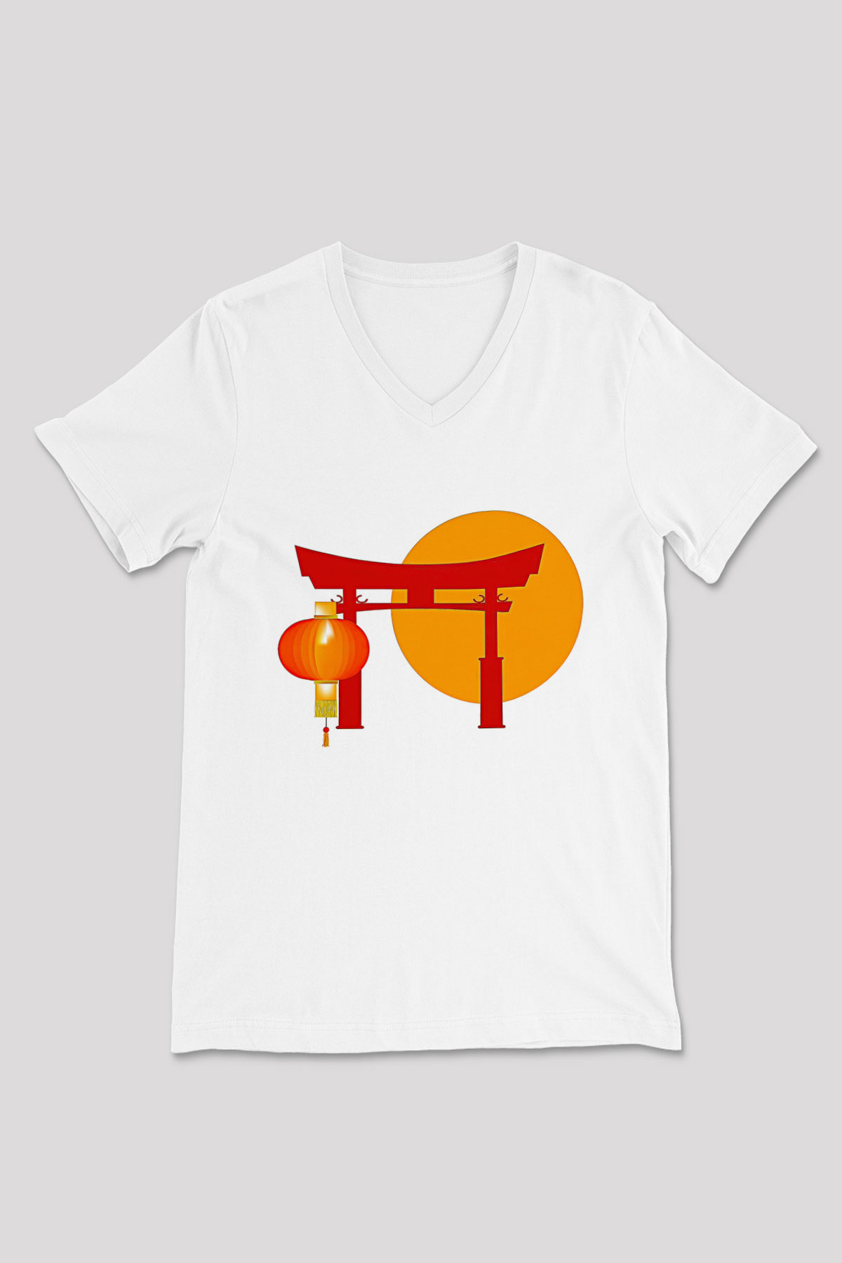 Om Baskılı Beyaz Unisex V Yaka Tişört - Tshirt
