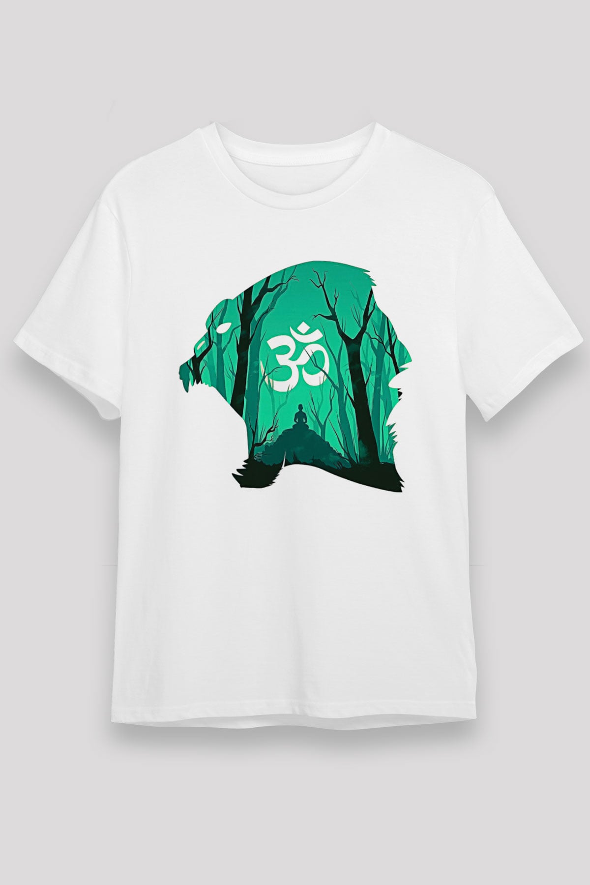 Om Baskılı Unisex Beyaz Tişört - Tshirt