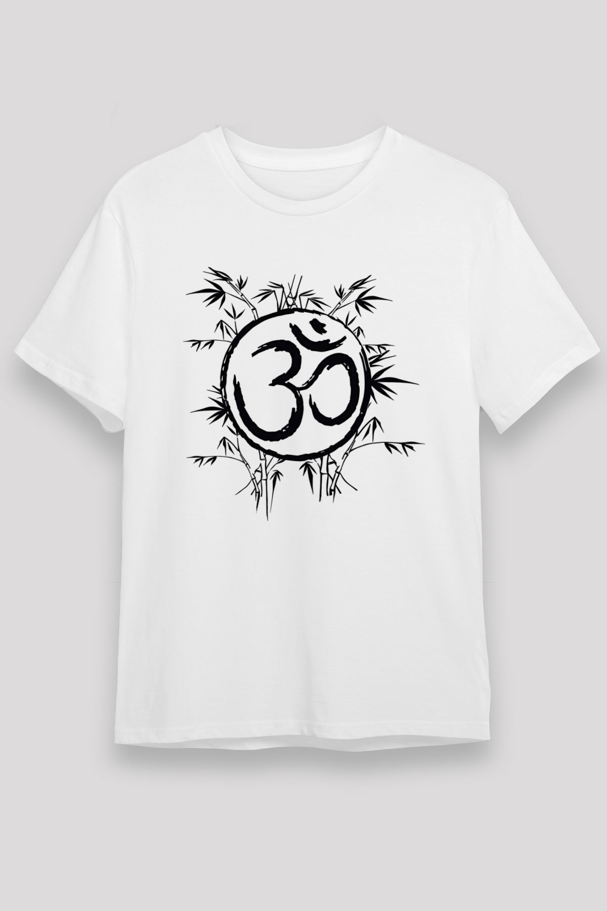 Om Baskılı Unisex Beyaz Tişört - Tshirt