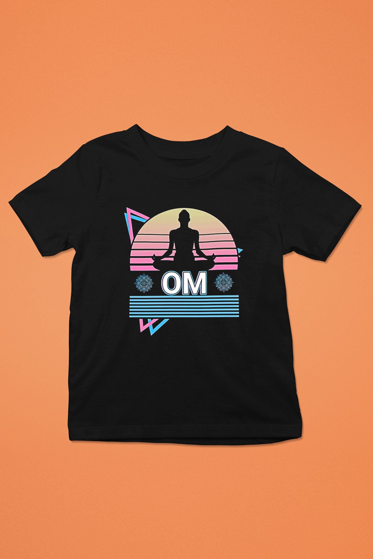 Om Baskılı Unisex Siyah Çocuk Tişört - Tshirt