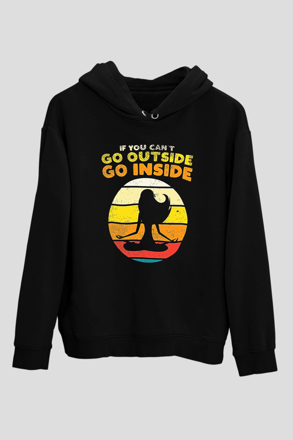 Om Baskılı Unisex Siyah Kapüşonlu Sweatshirt