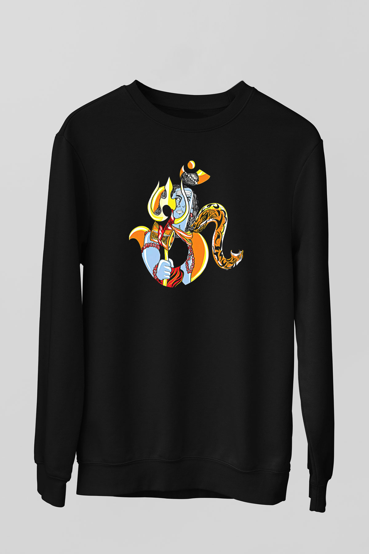 Om Baskılı Unisex Siyah Sweatshirt